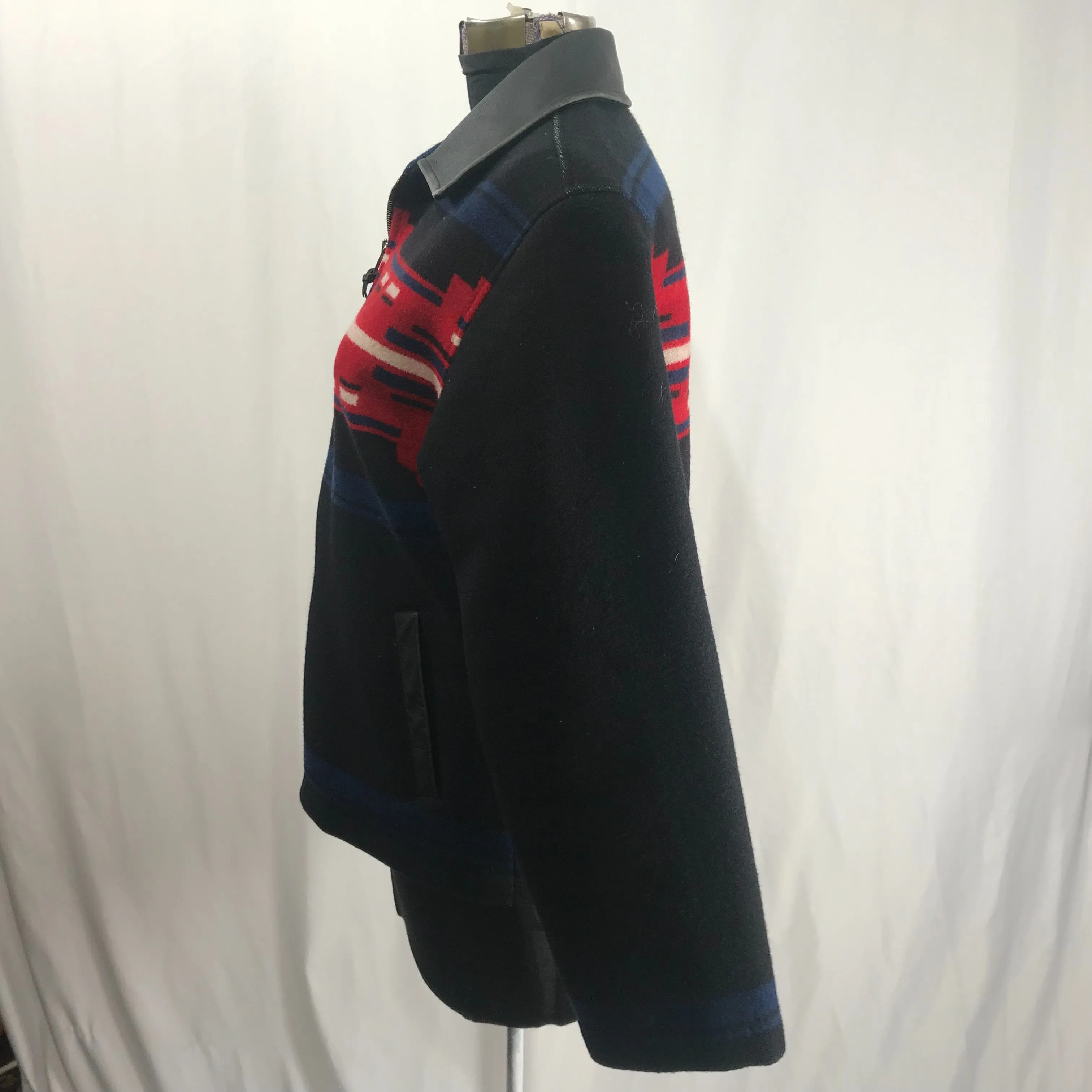 00's Southwest Wool and Leather Zip Front Jacket by Pendleton