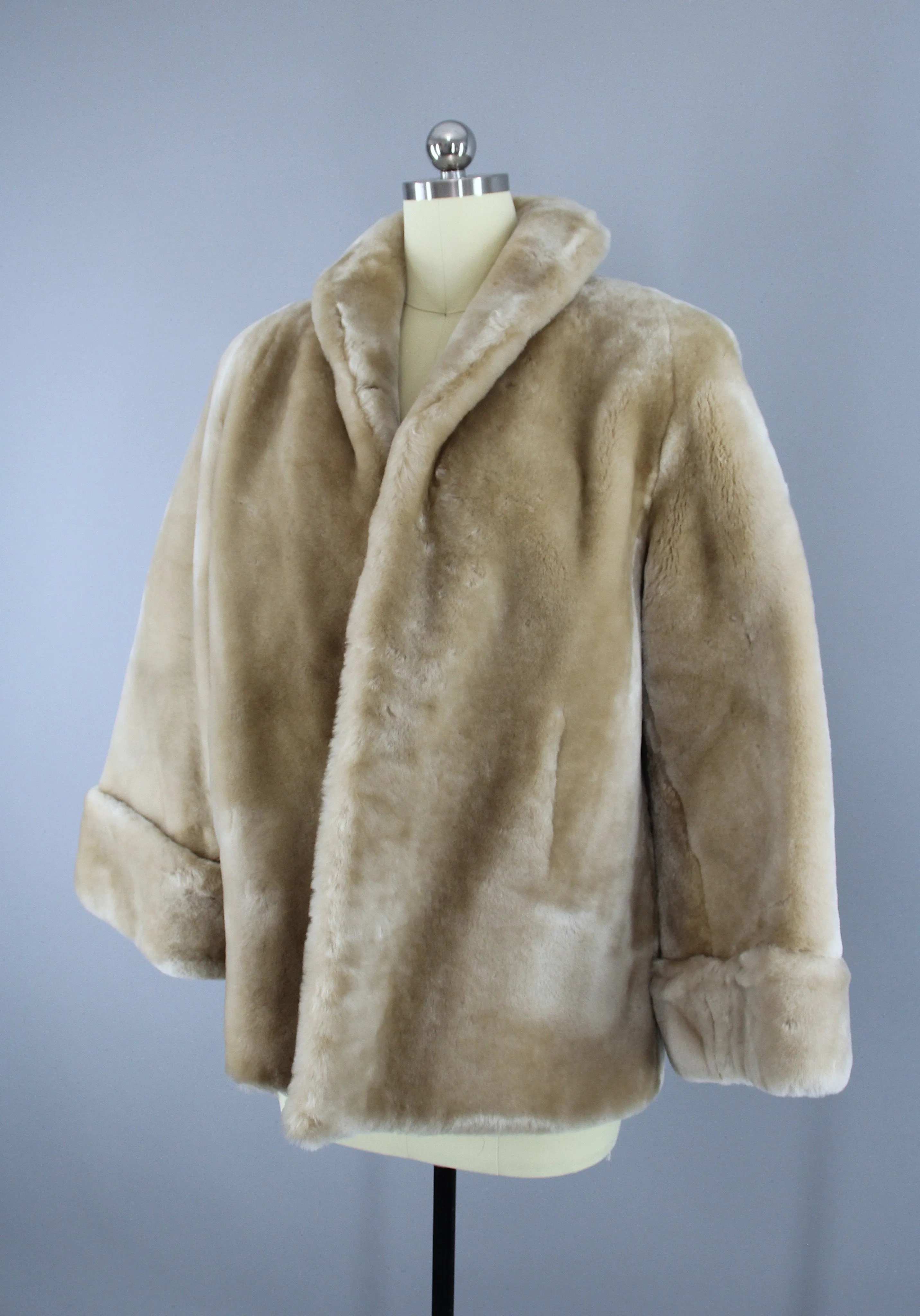 1950s Vintage Rare BLONDE Mouton Sheared Lamb Fur Coat