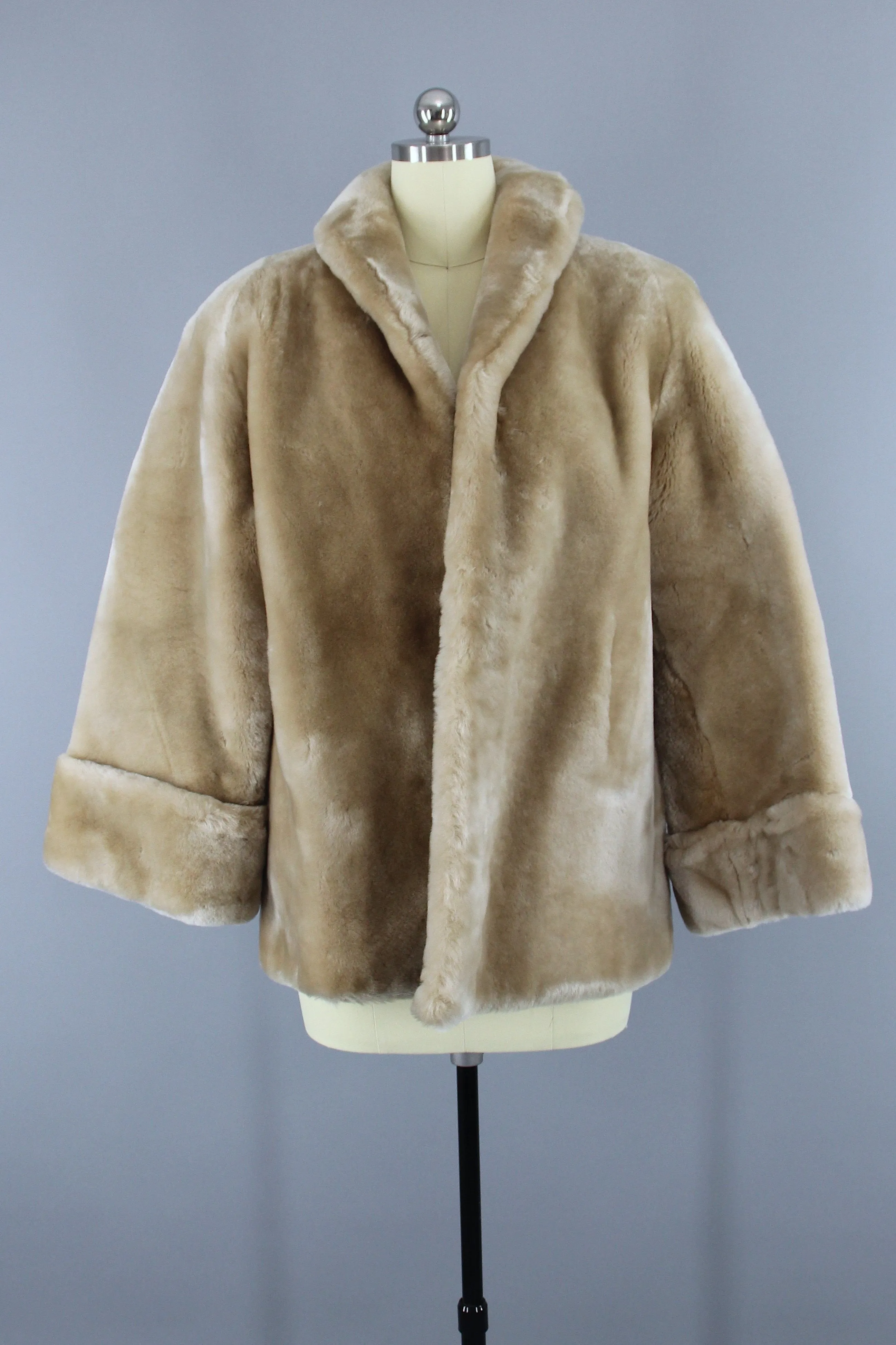 1950s Vintage Rare BLONDE Mouton Sheared Lamb Fur Coat