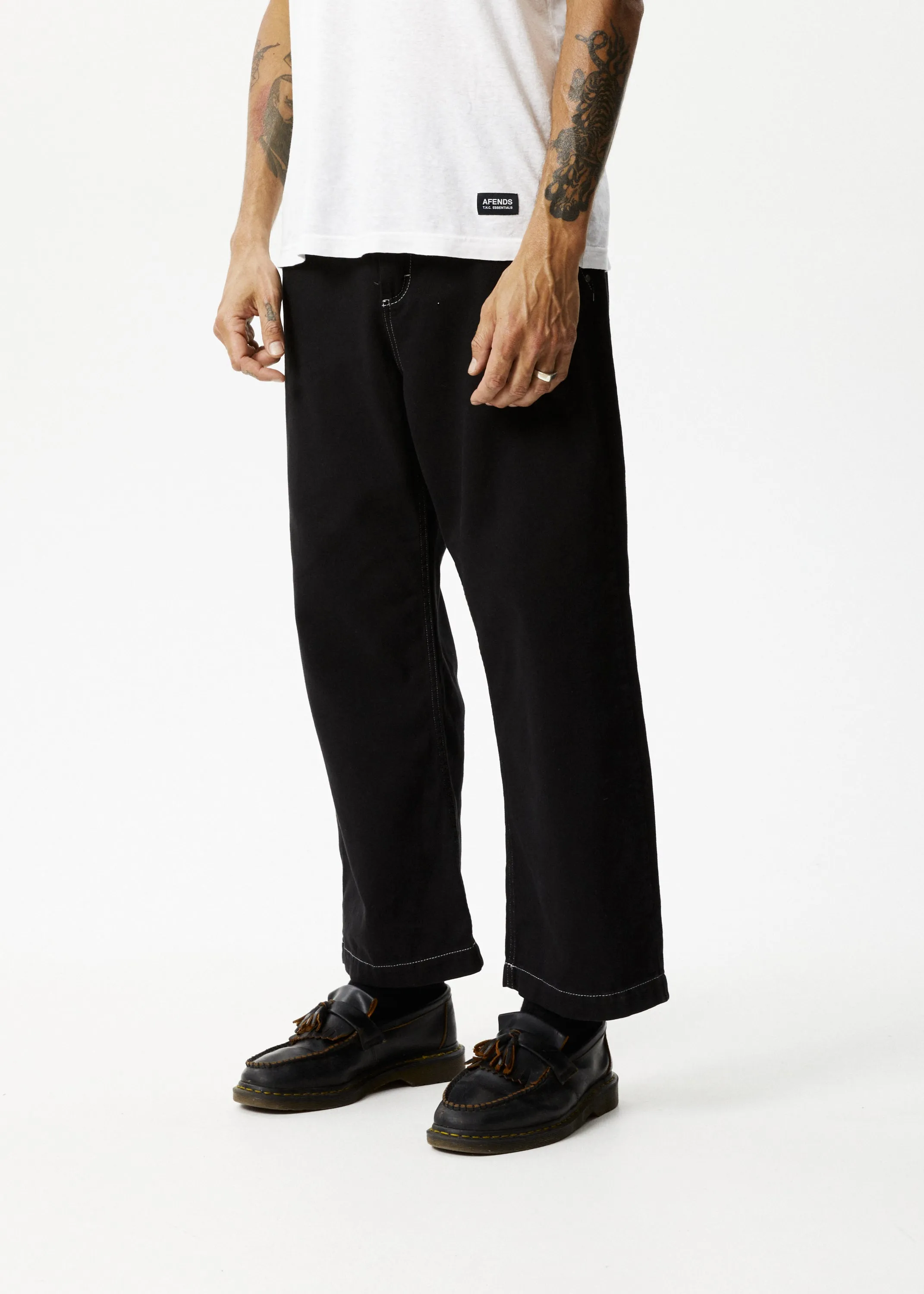 AFENDS Mens Pablo - Baggy Pants - Black