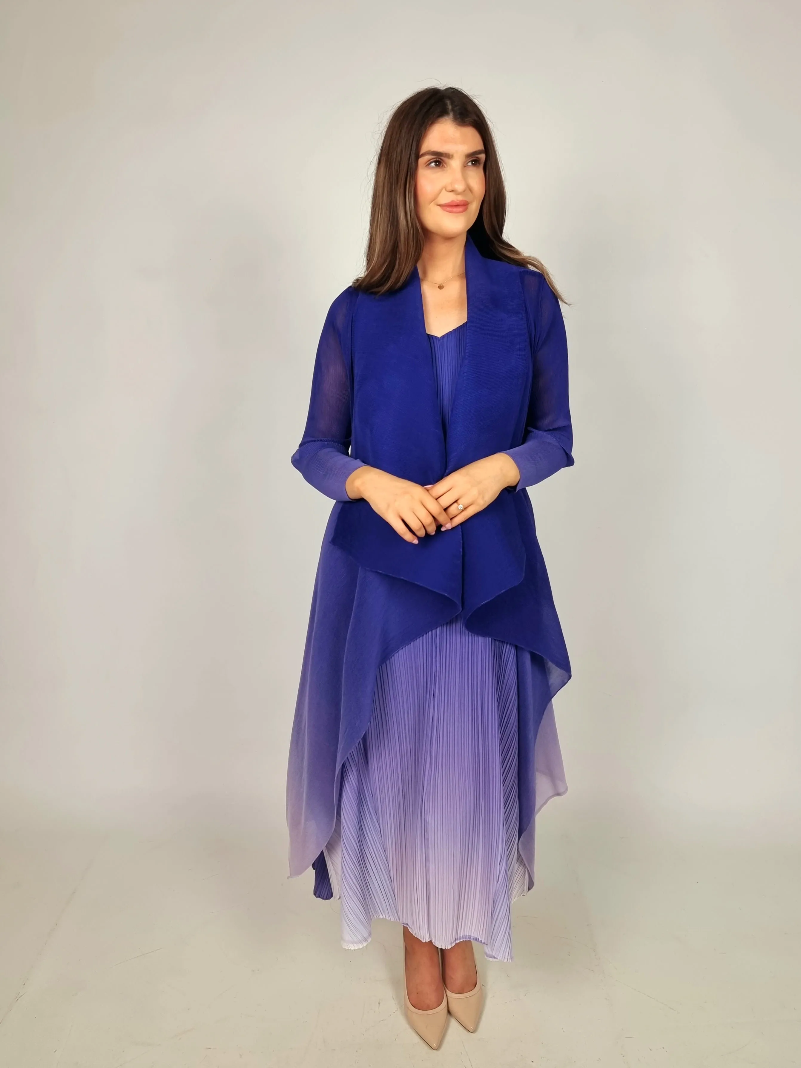 Alquema Long Estrella Dress And Collare Coat - Sodalite Ombre