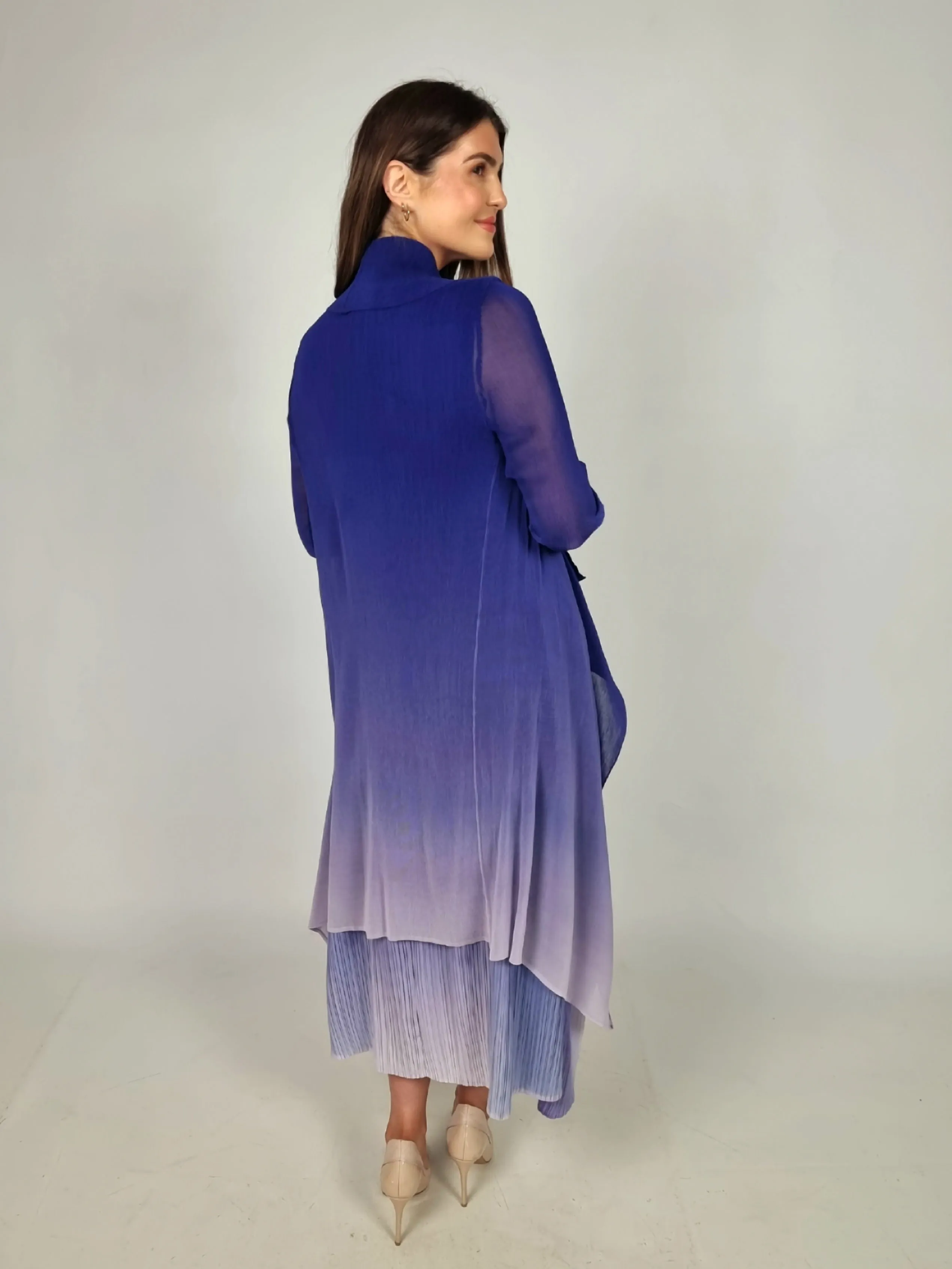 Alquema Long Estrella Dress And Collare Coat - Sodalite Ombre