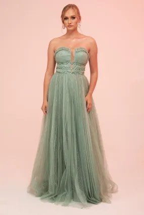 Angelino Çağla Strapless Backless Tulle Engagement Dress