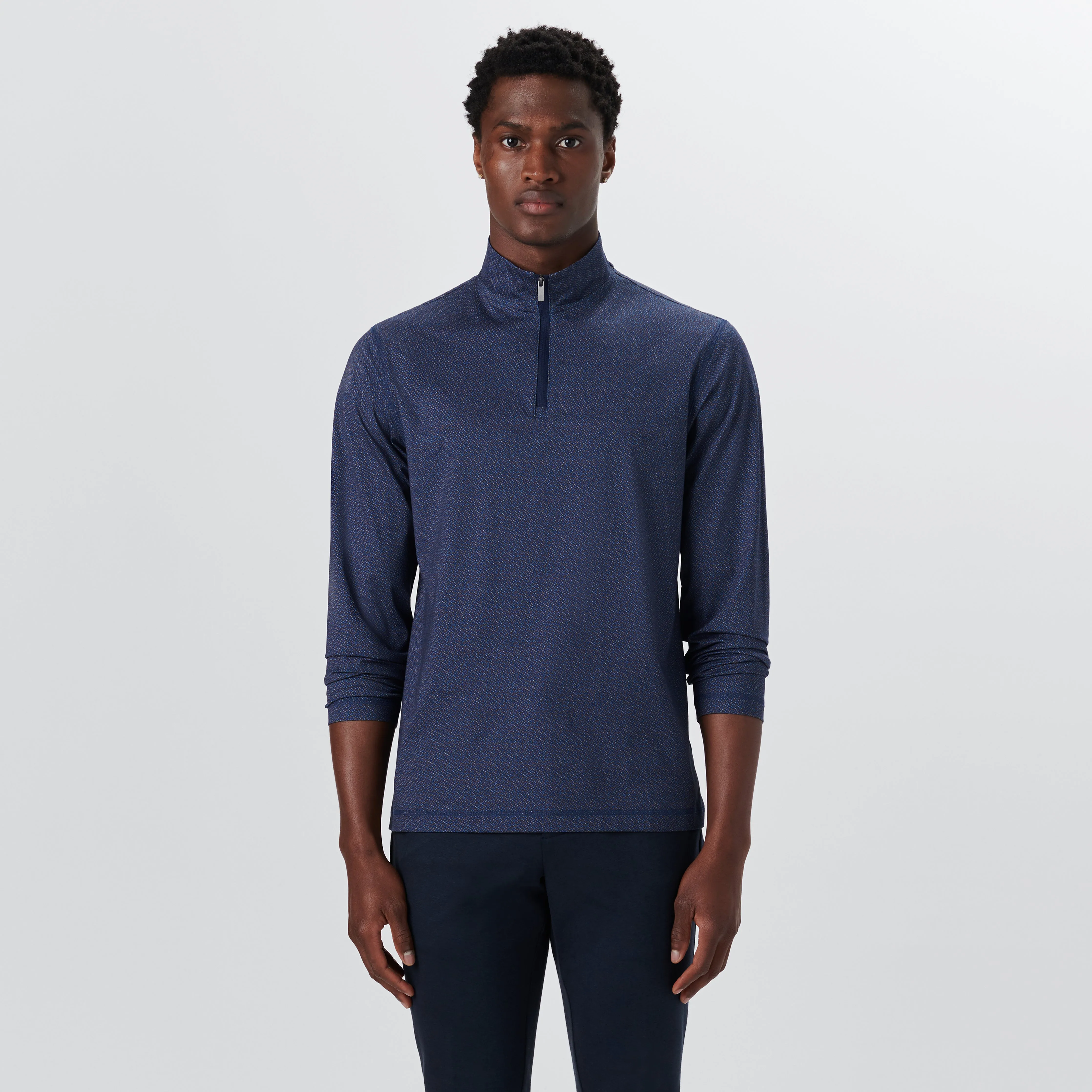 ANTHONY Diamond Pin Check OoohCotton Quarter Zip Pullover