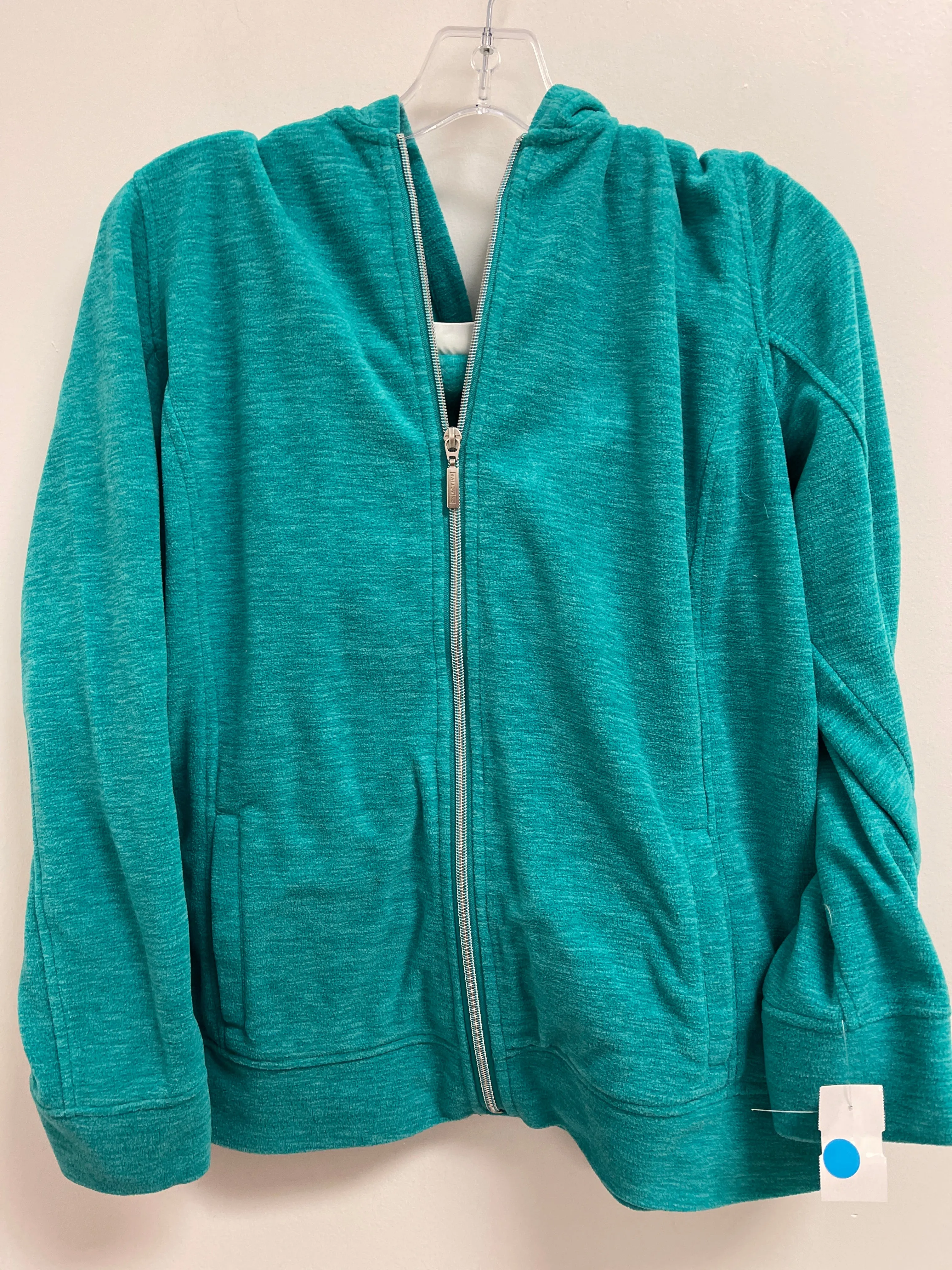 Athletic Jacket By Denim And Company In Green, Size: M