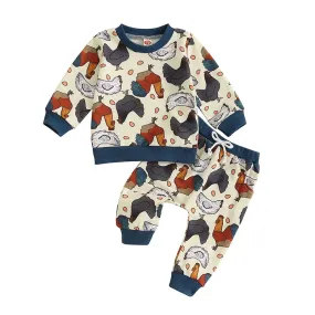 Baby Toddler Boys Chicken Farm Western Loungewear Outfit