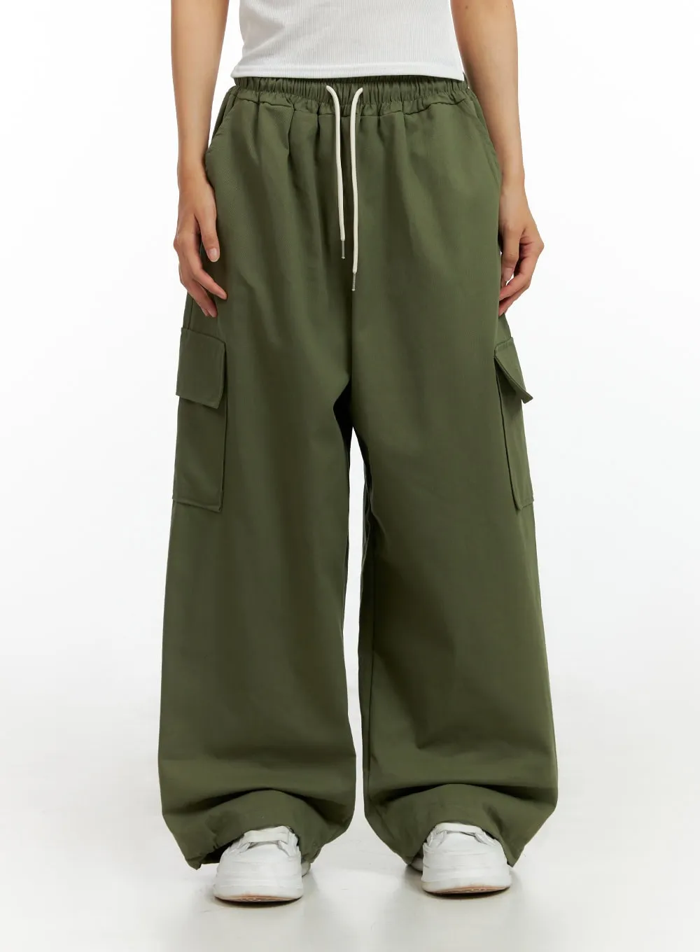 Banded String Baggy Cargo Pants IL419