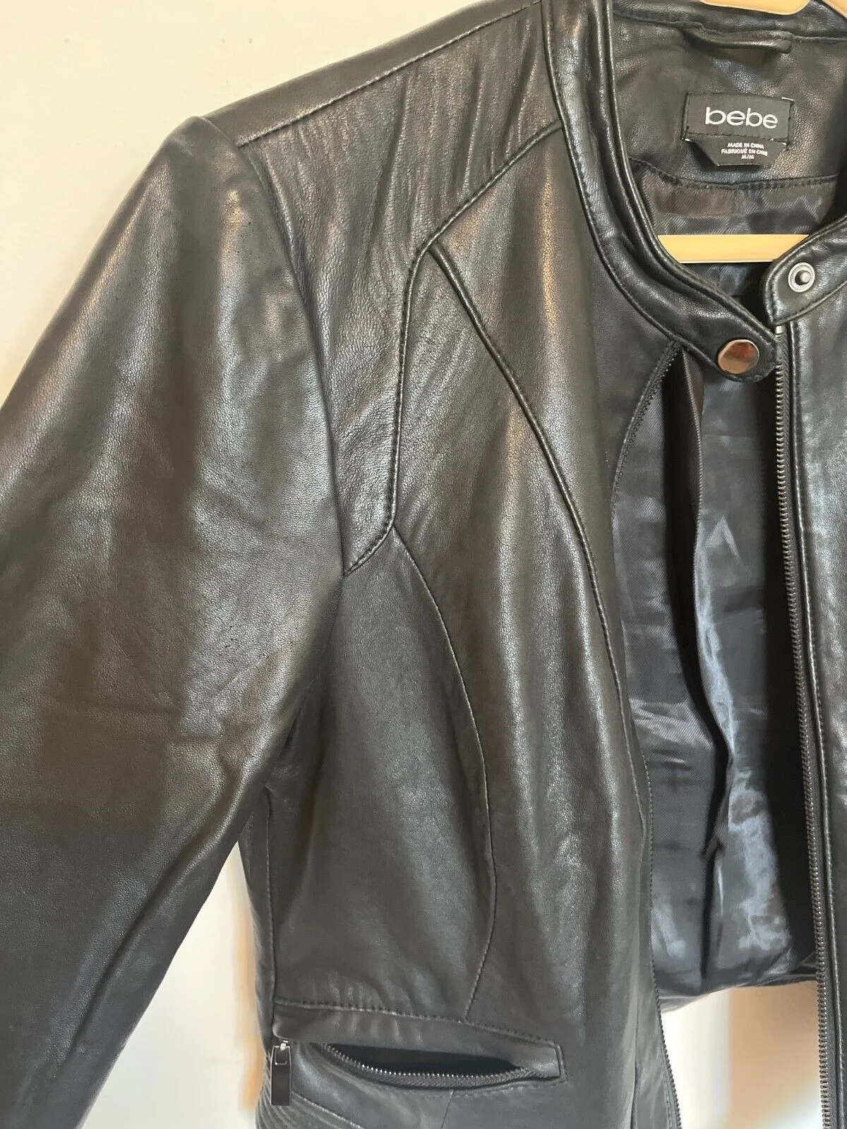 Bebe Black Leather moto Jacket