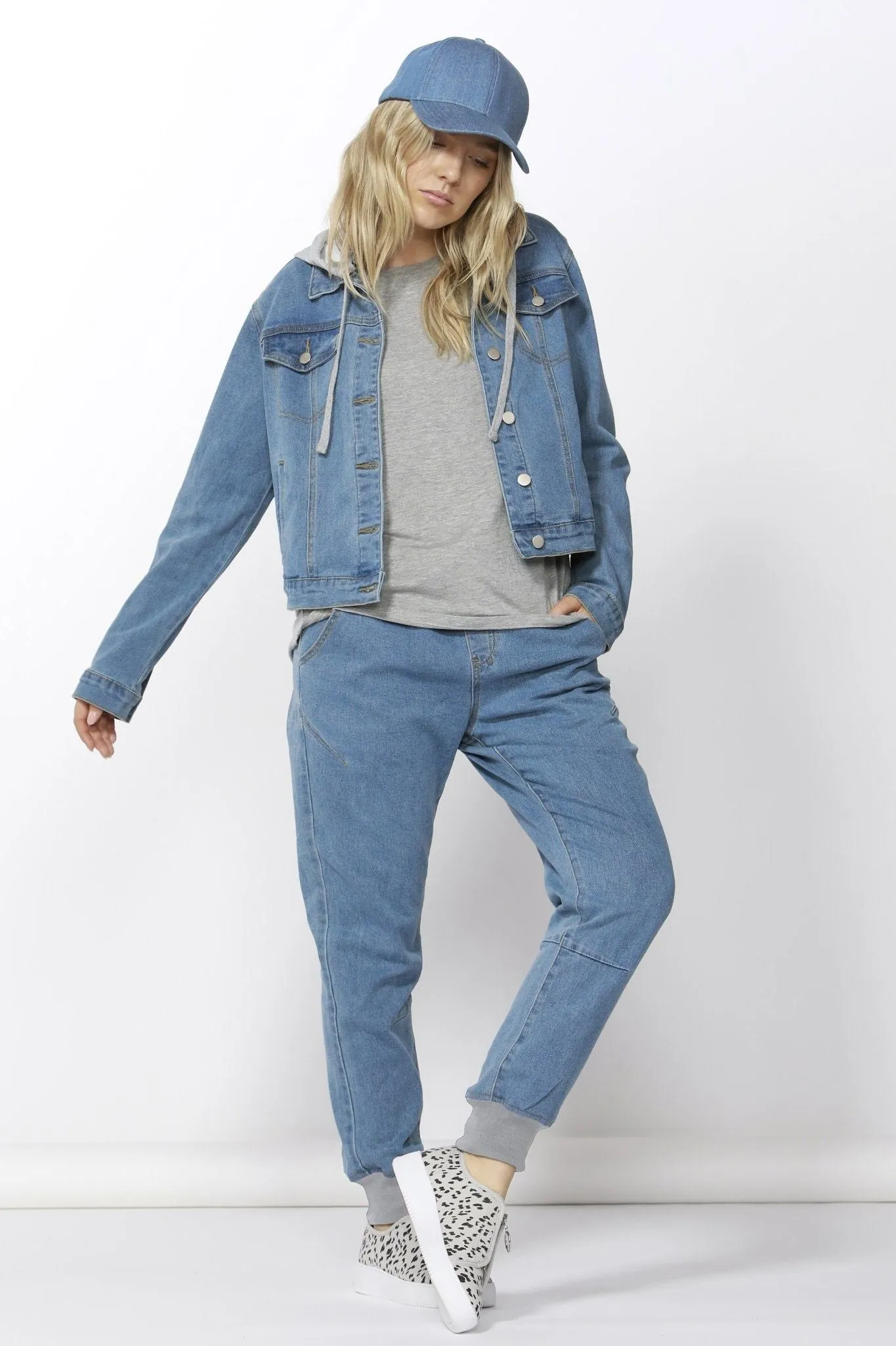 Betty Basics Gunner Denim Jacket in Vintage Blue