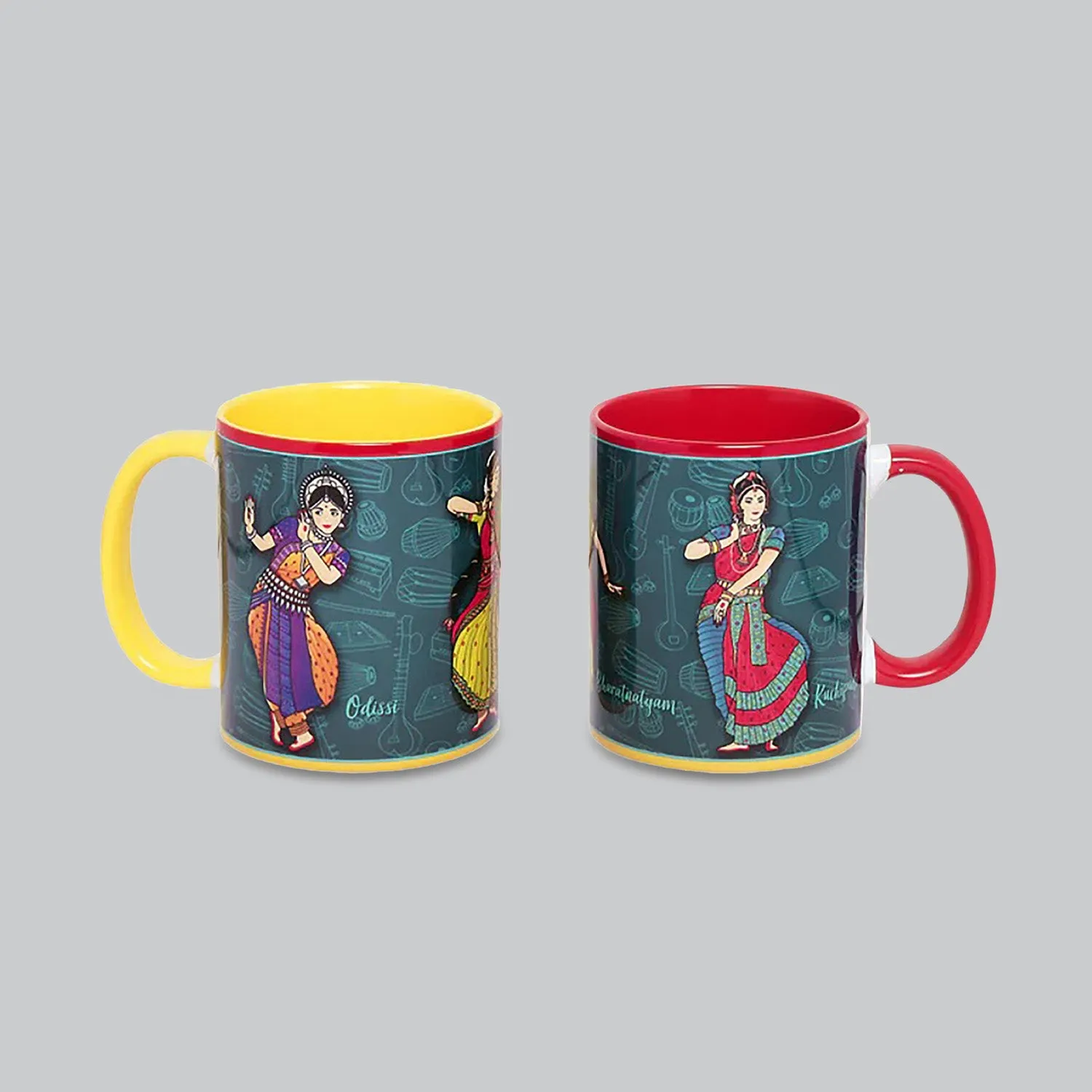 Bharatnatyam Coffee Mugs Set of 2 (300 ml each)