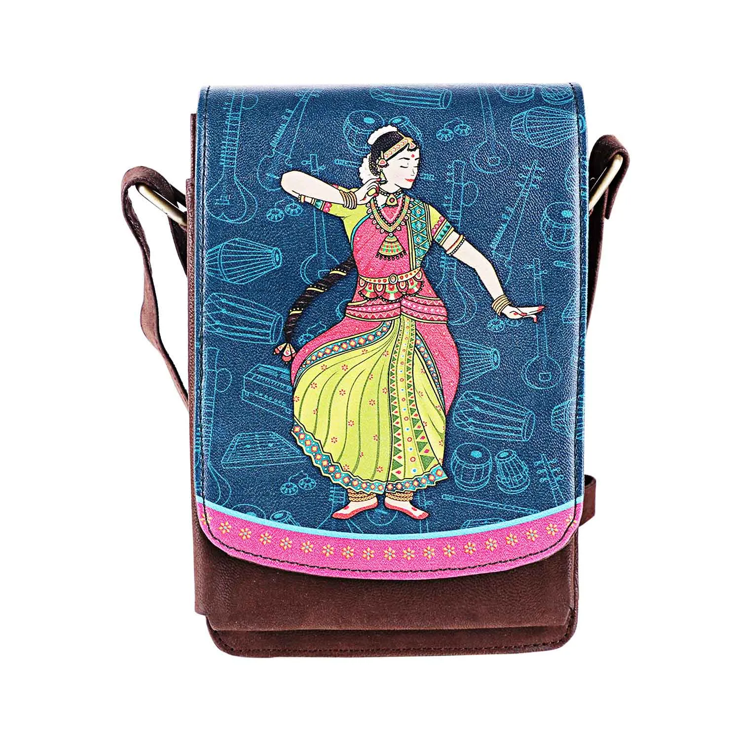 Bharatnatyam Faux Leather Rectangle Sling Bag