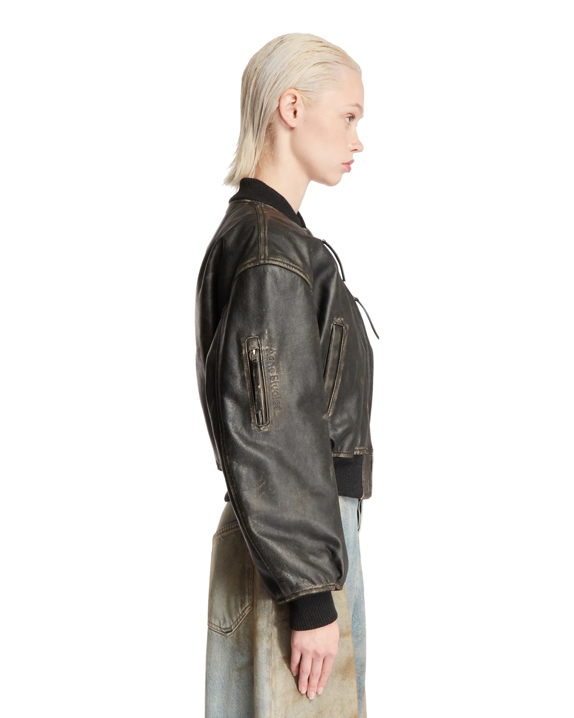 Black Bomber Leather Jacket