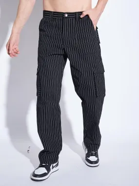 Black Pin Striped Cargo Pants