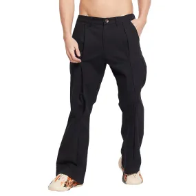 Black Pleated Flared Trousers