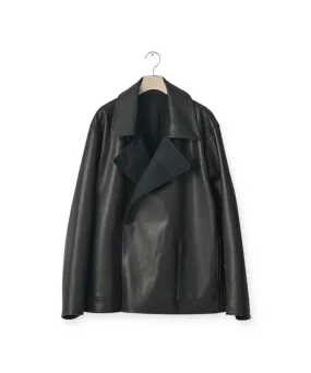 BONDED LEATHER SHORT JACKET "BLACK×BLACK"