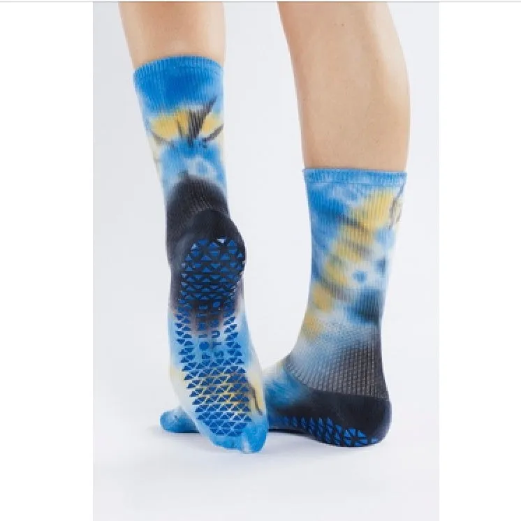 Bullseye Crew Grip Socks - Blue (Barre / Pilates)