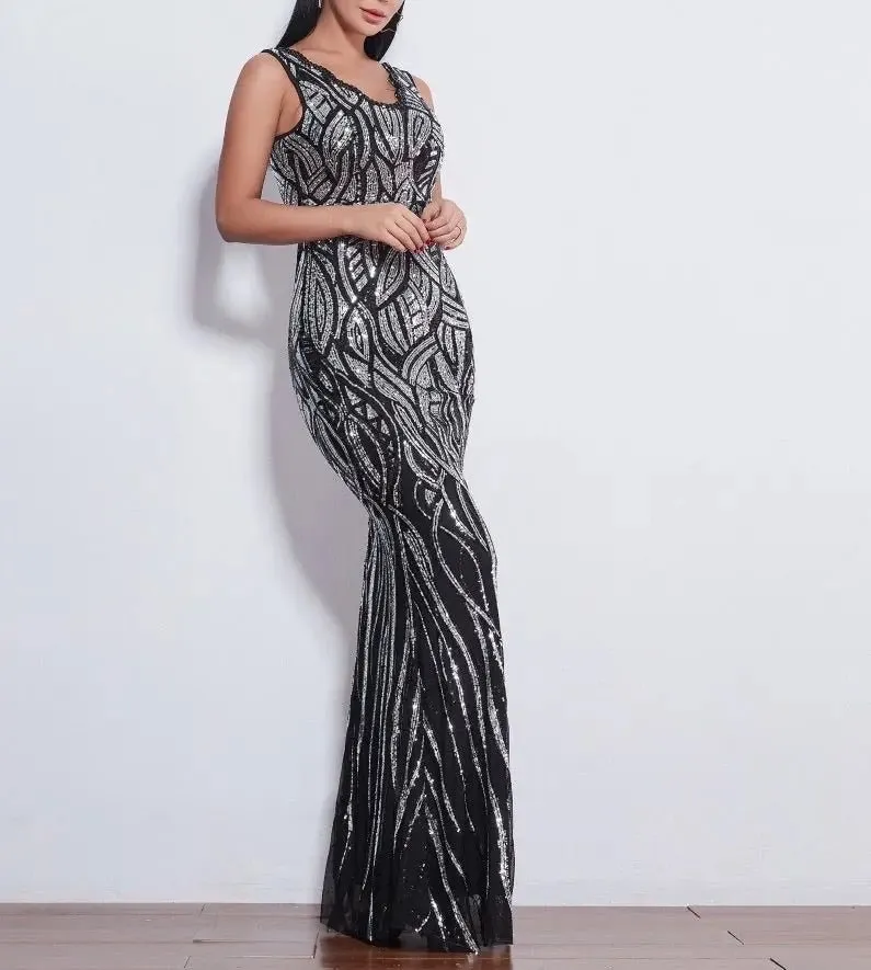 Caily Sleeveless Sequins Evening dress