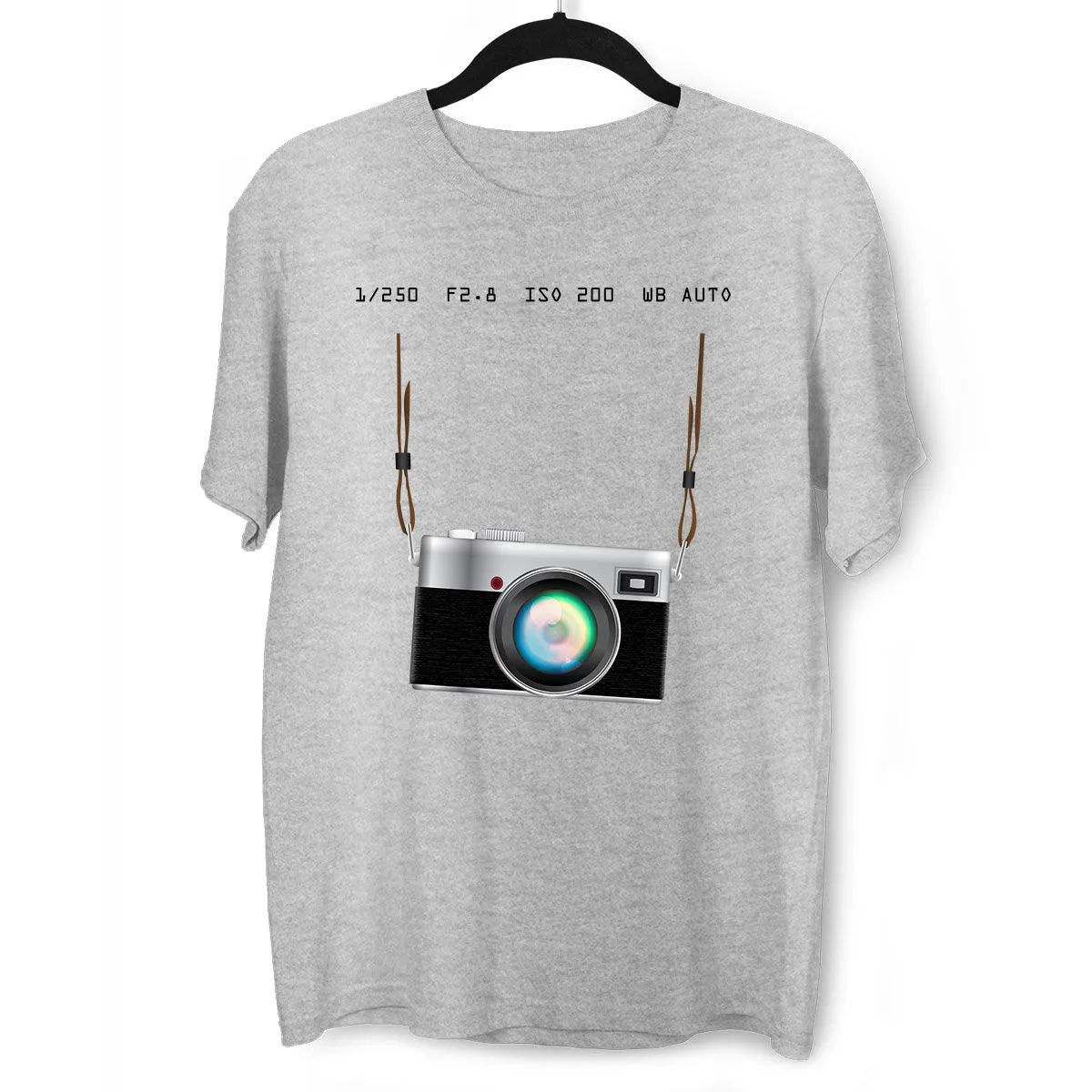 Camera T-Shirt Old Fashion Nostalgia Photographer White and Grey Tee