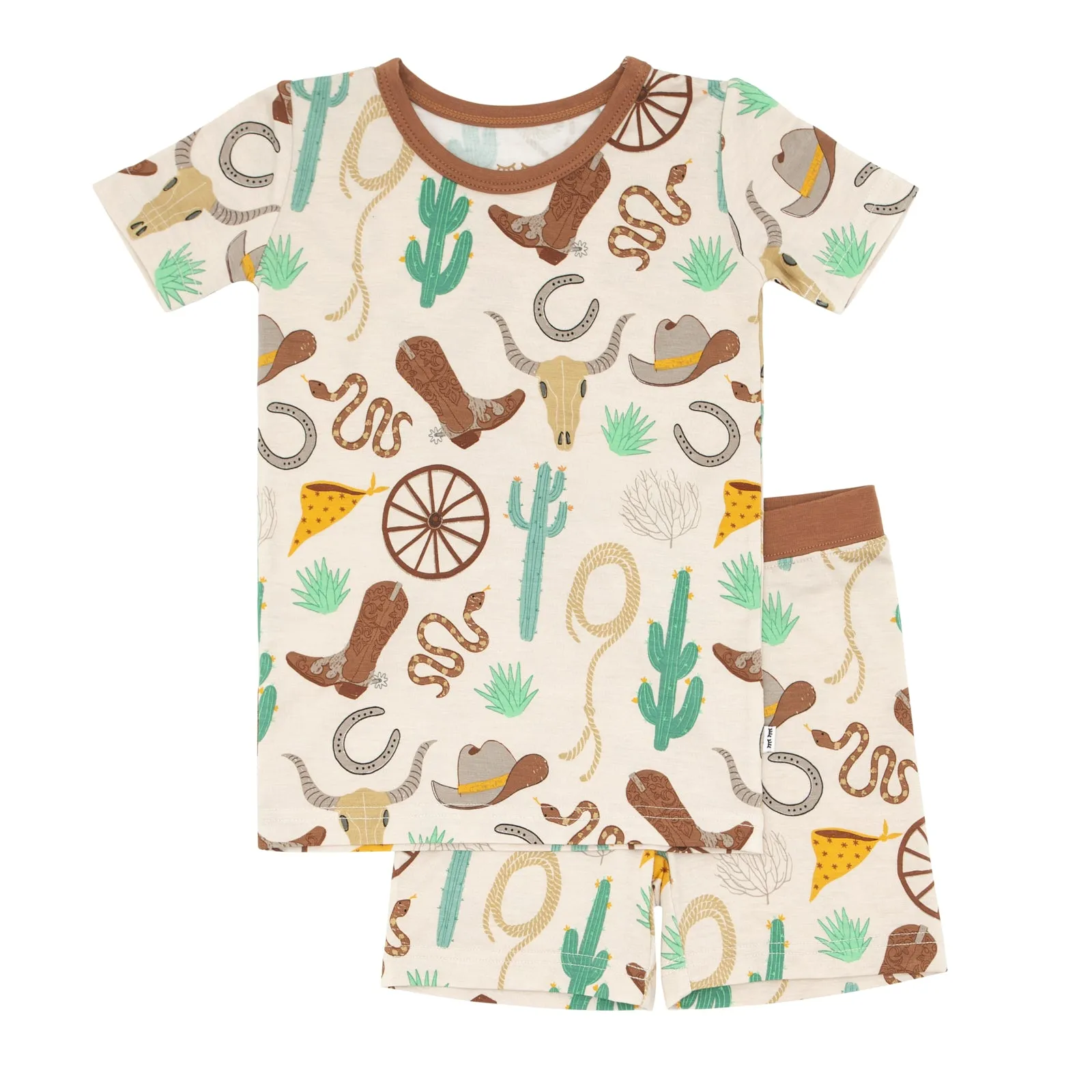 Caramel Ready to Rodeo Two-Piece Short Sleeve & Shorts Pajama Set