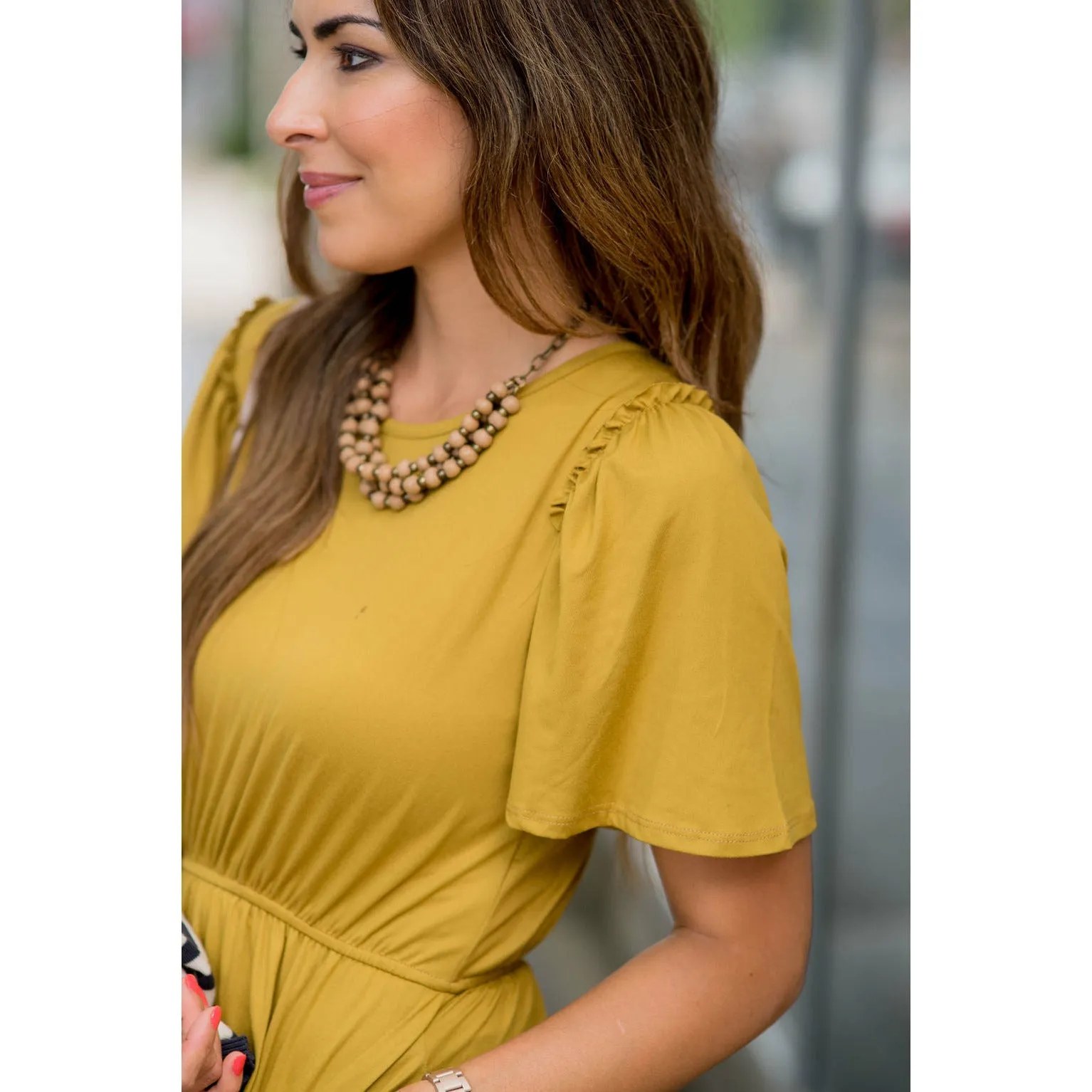 Cinched Sleeved Midi Dress