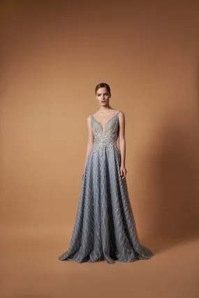 Classy V-Neck Long Evening Dress