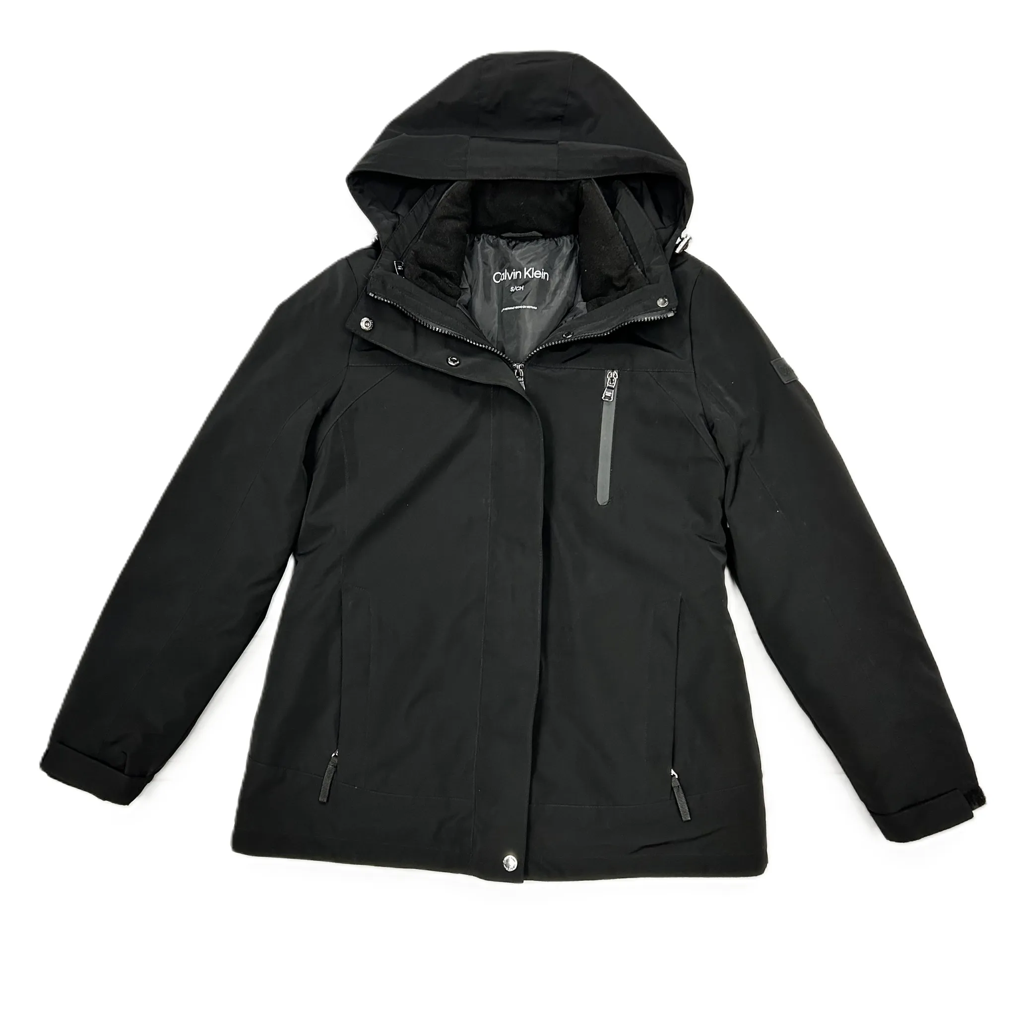 Coat Parka By Calvin Klein In Black, Size: S