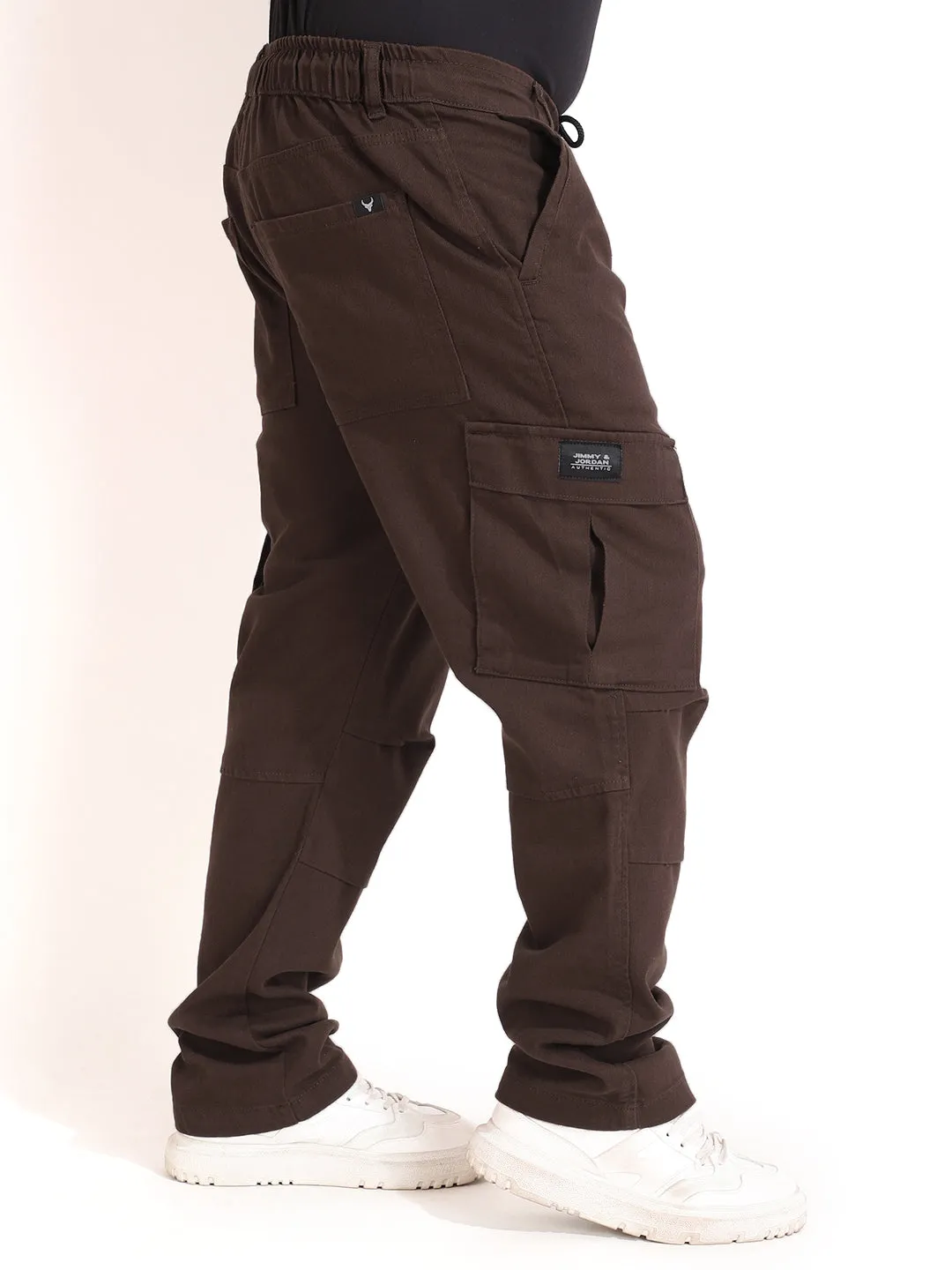 Coffee Cotton Drill Baggy Fit Cargo