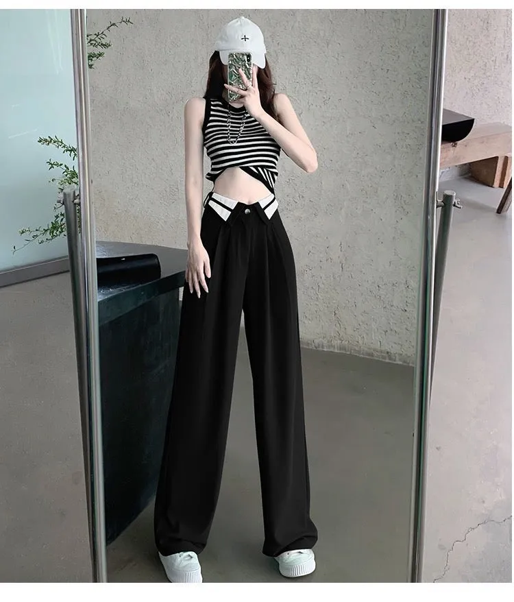 Collar Belt Korean Baggy Pant