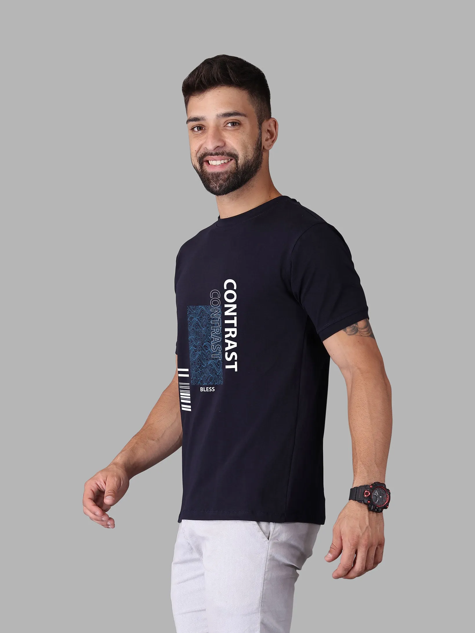 Contrast Crew Neck T Shirt