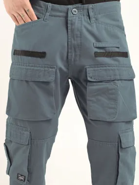 Crime Sky Blue Multi Pocket Cargo