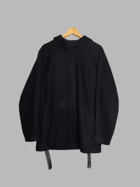 Dirk Bikkembergs 1990s 2000s black wool melton hooded parka - size 48