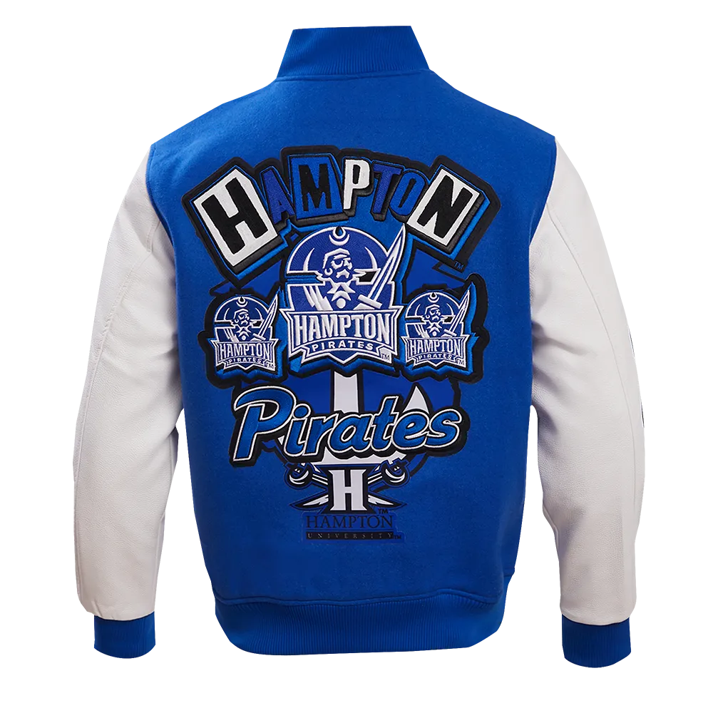 HAMPTON UNIVERSITY HOMECOMING MEN'S WOOL VARSITY JACKET (ROYAL BLUE/WHITE)