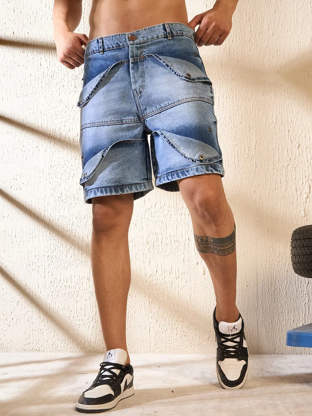 Ice Layered Denim Shorts