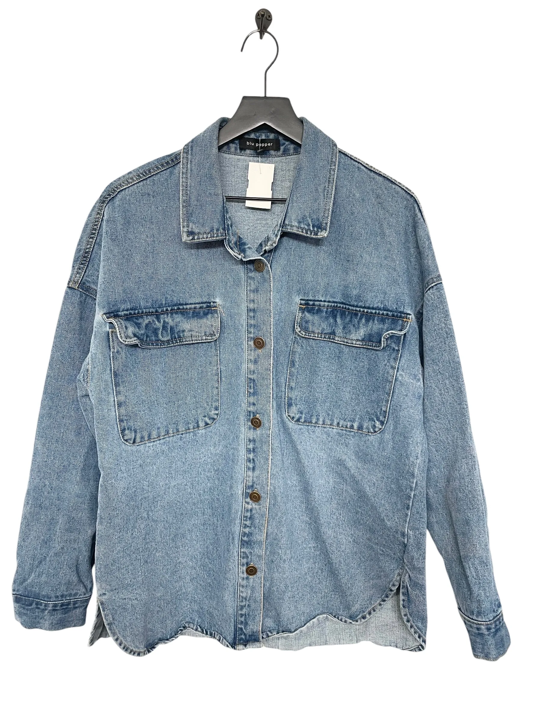 Jacket Denim By Blu Pepper In Blue Denim, Size: M