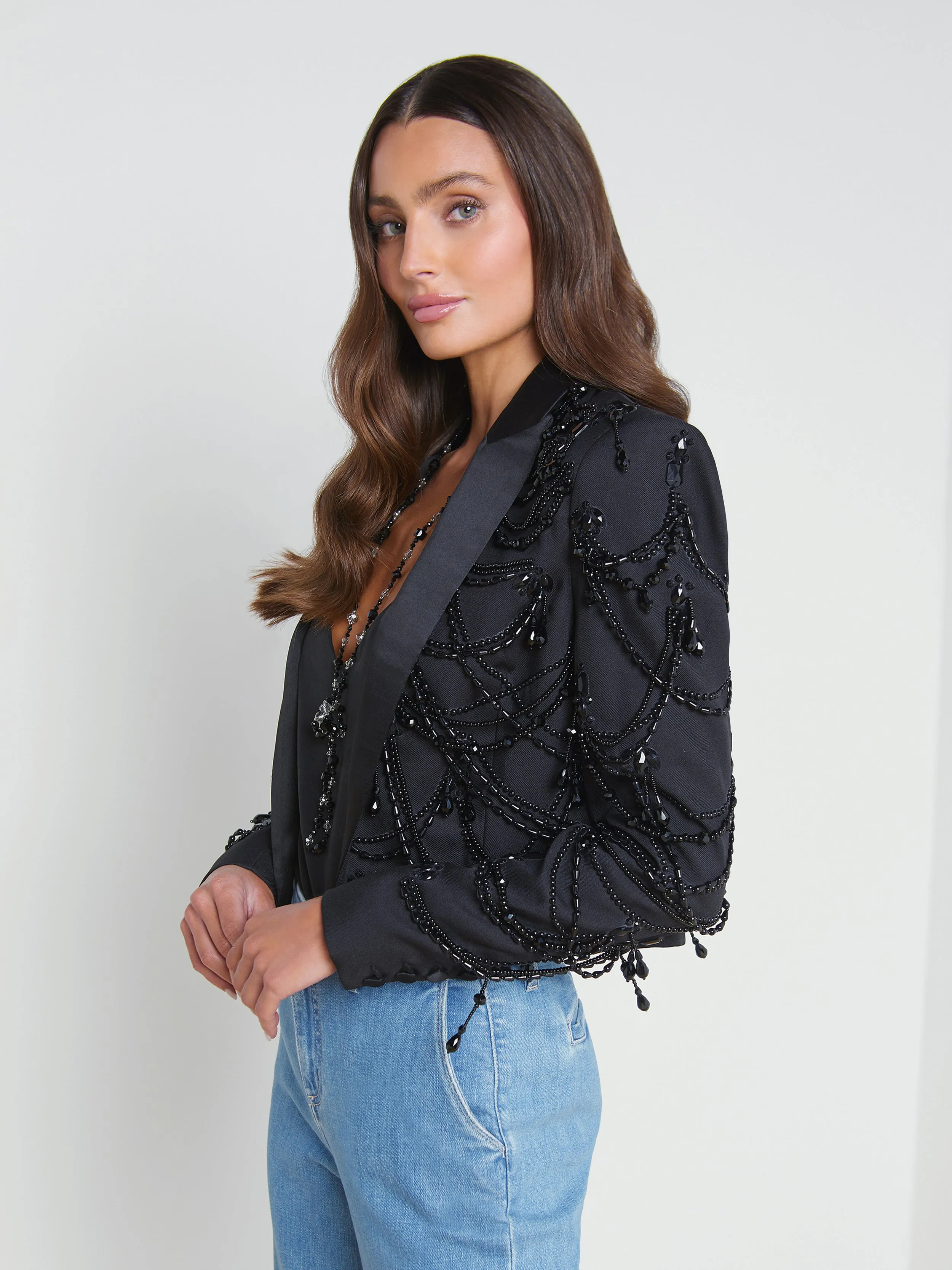 Jen Beaded Cropped Blazer