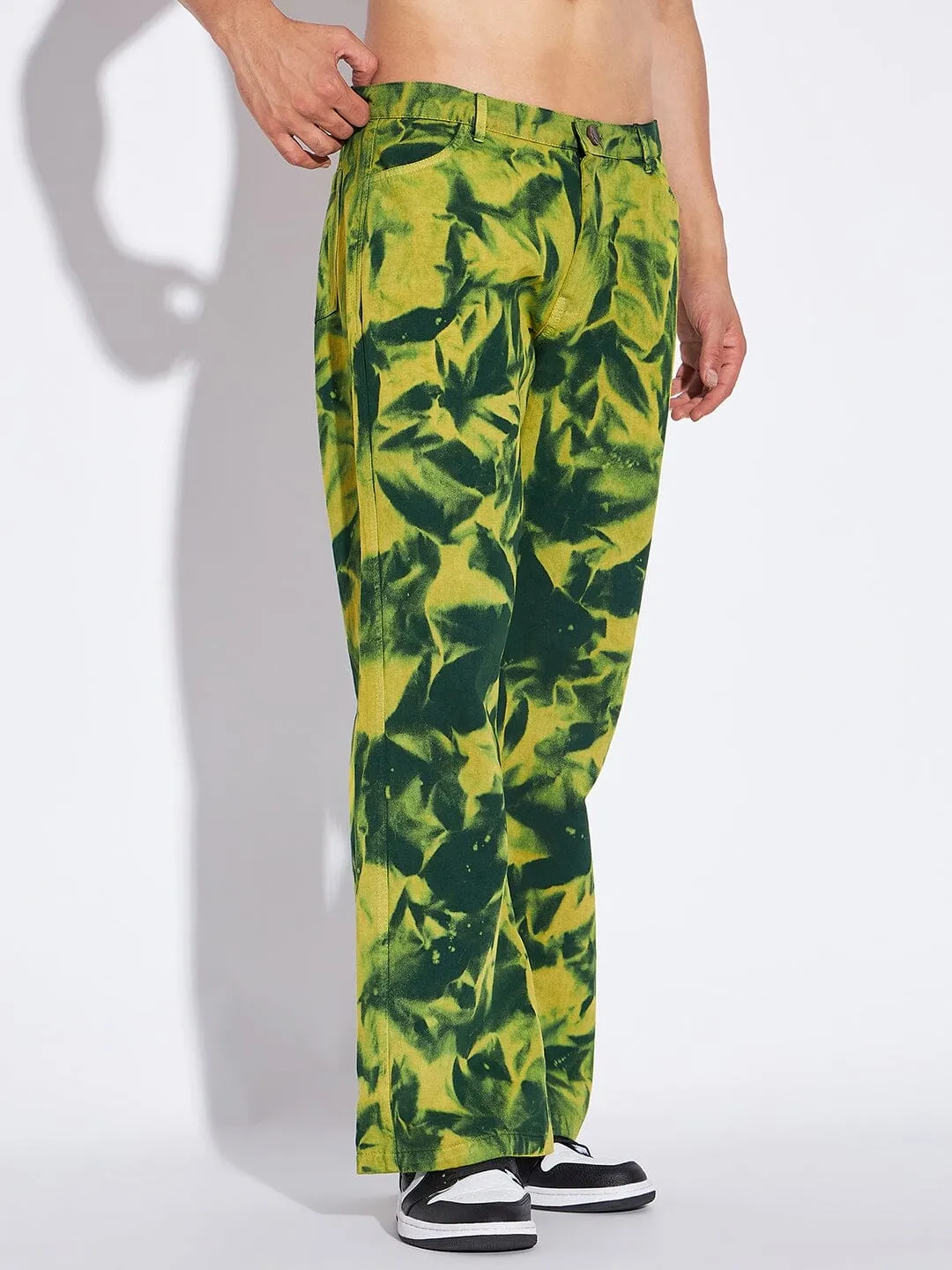 Lemon Tie Dye Flared Trousers