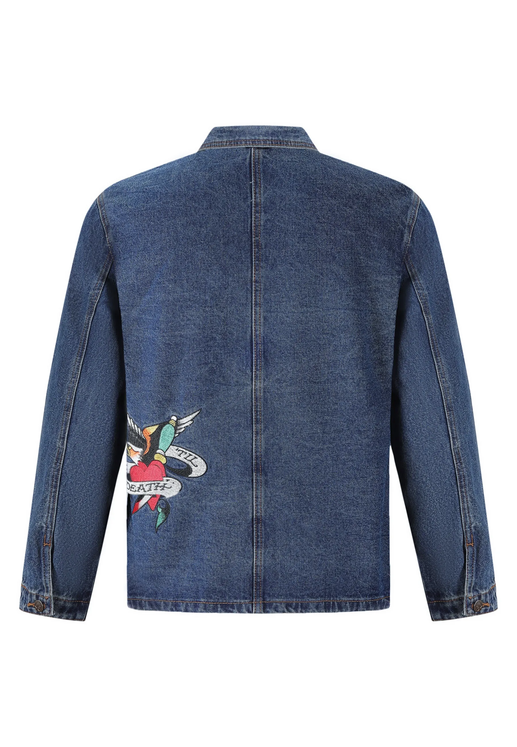 Mens Battle Of Eagles Denim Chore Jacket - Indigo