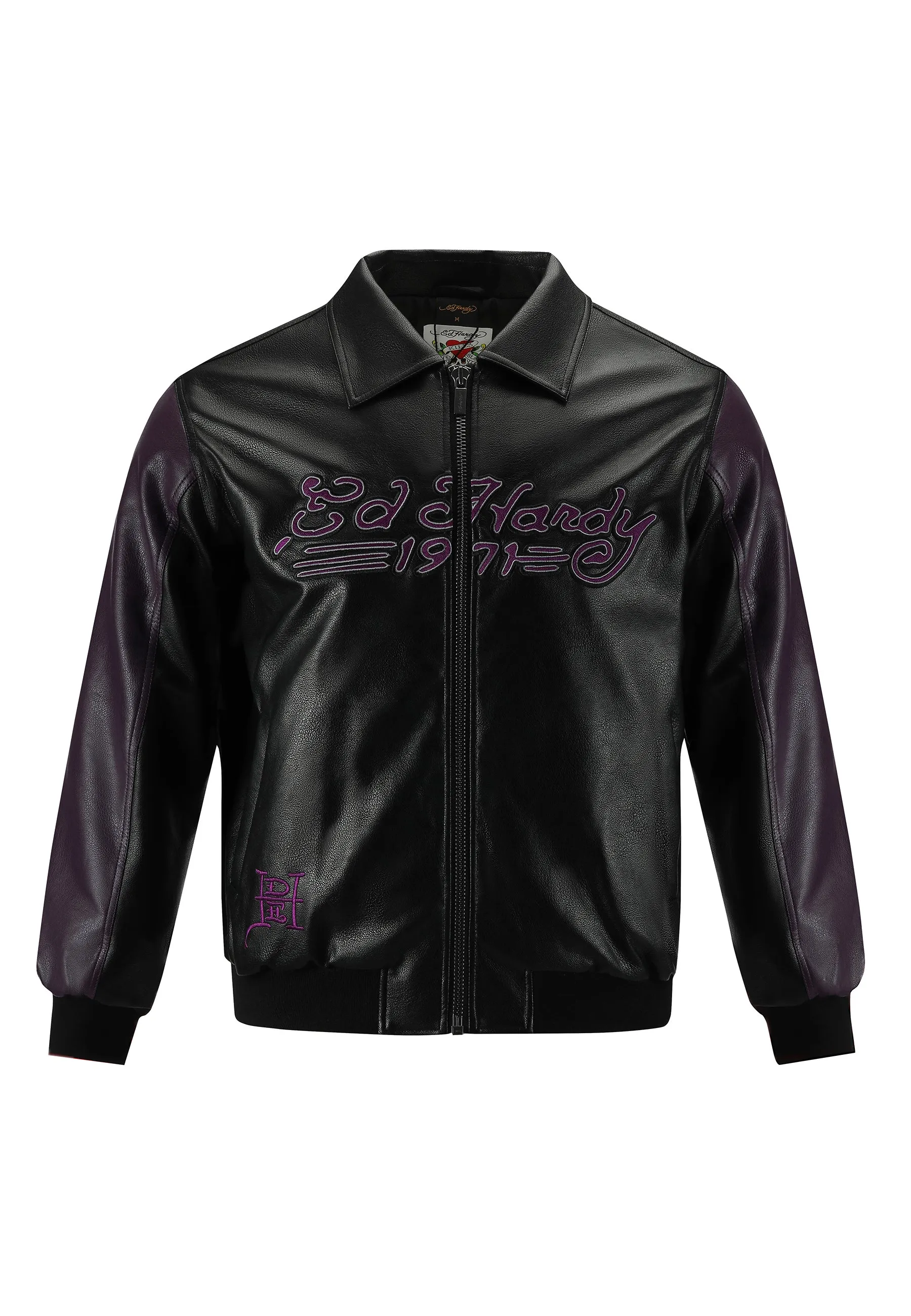 Mens Drag And Panther Battle Pu Breaker Jacket - Black