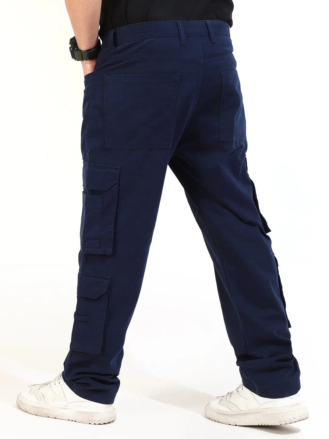 Navy Cotton Drill 8 pocket Baggy Fit Cargo