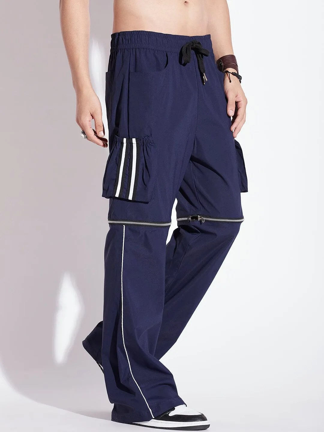 Navy Detachable Baggy Trackpant