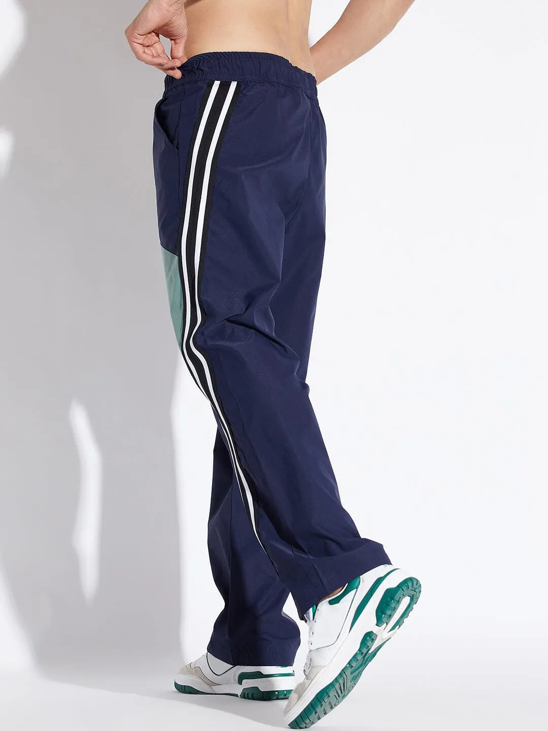 Navy Parachute Taped Trackpants