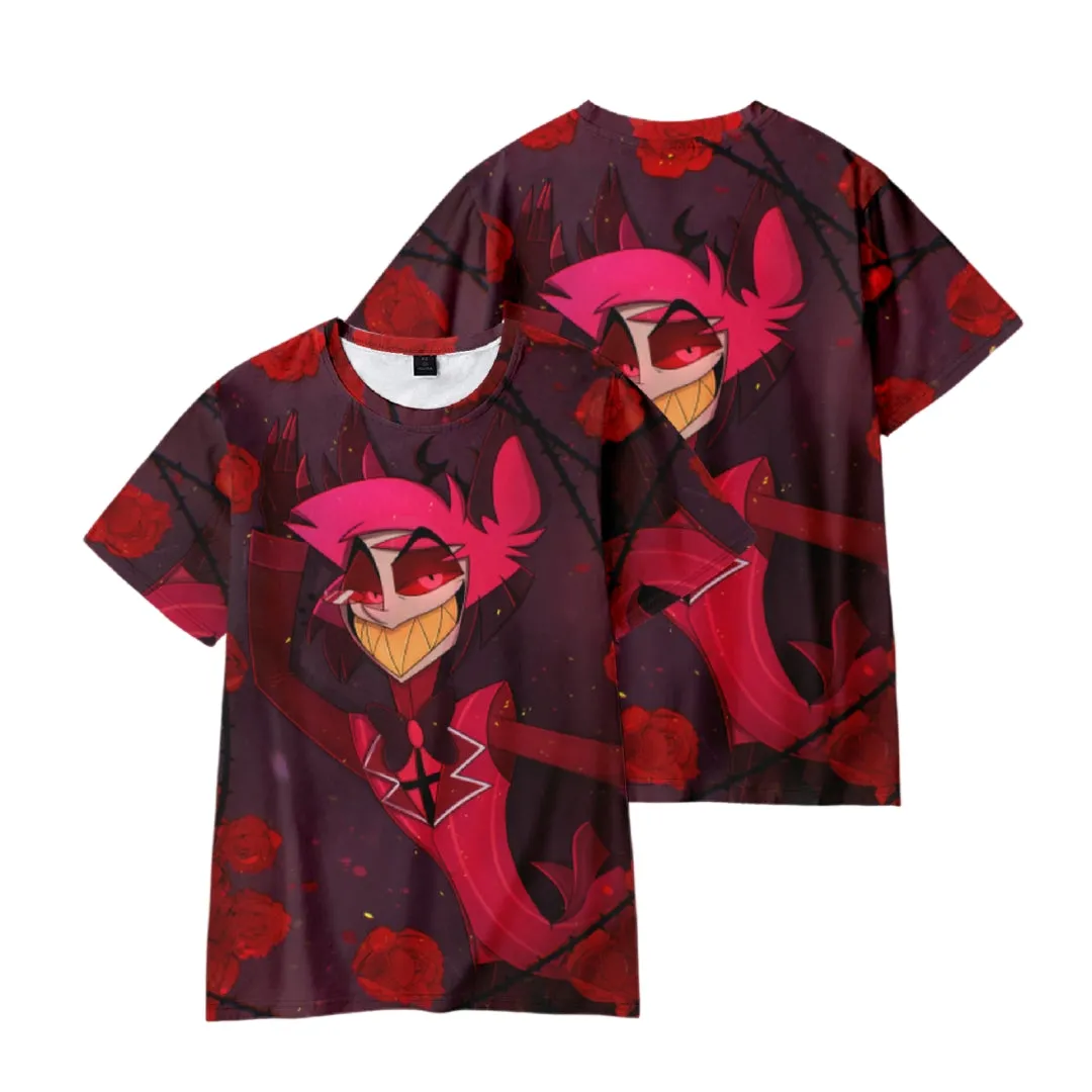 【New Arrival】Xcoser Hazbin Hotel Angel Dust Art T-Shirt Cosplay Unisex Parent-child Clothing