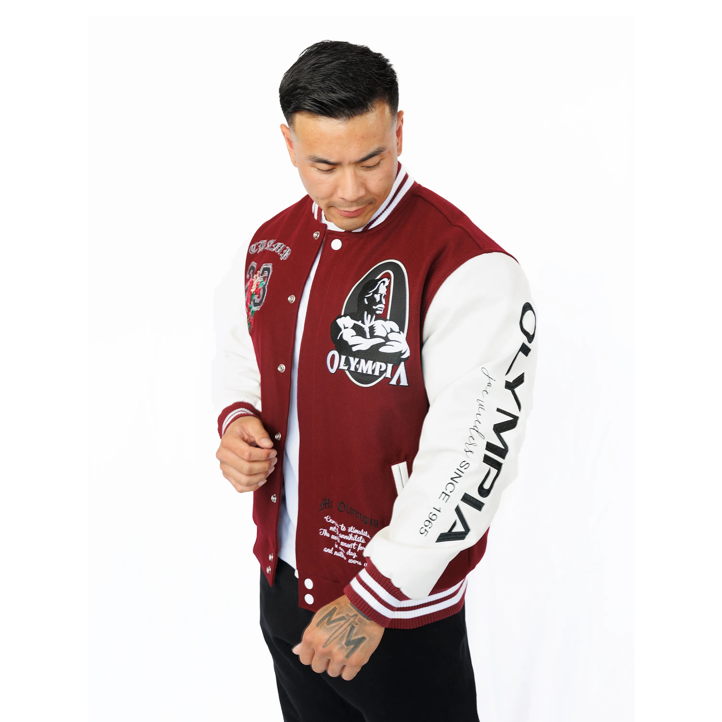 OIympia Red Velvet Roses Varsity Jacket