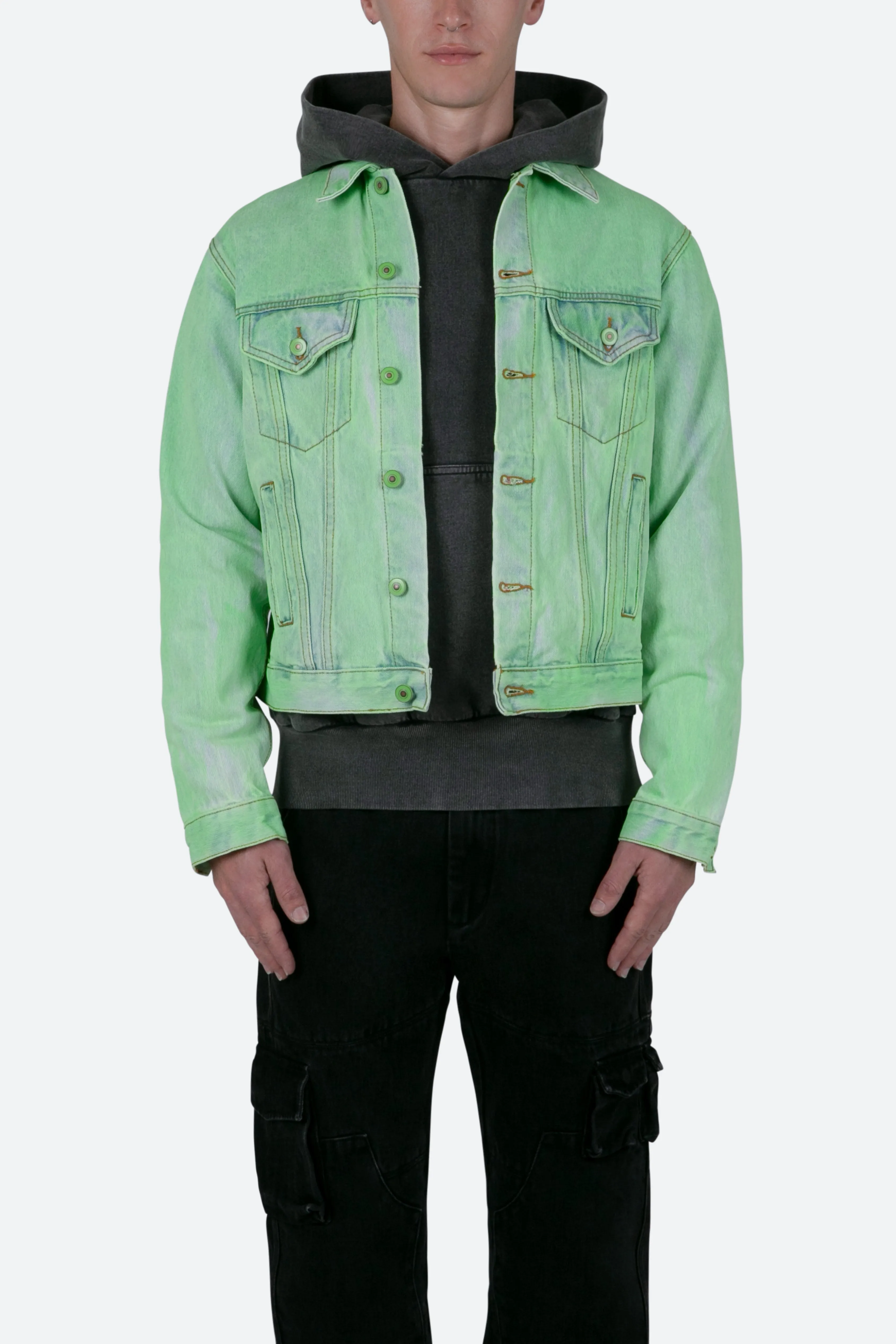 Painted Denim Trucker Jacket - Green