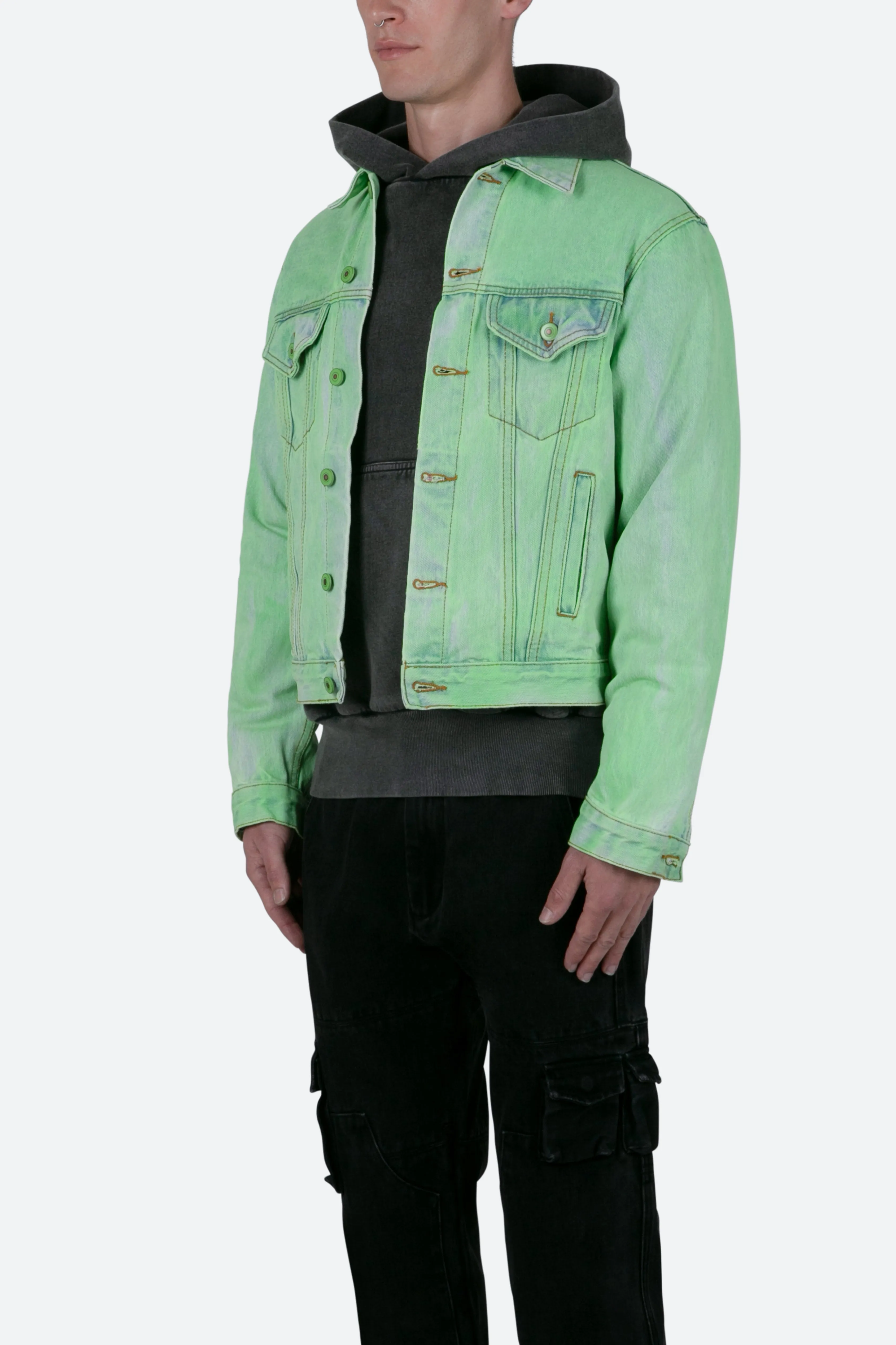 Painted Denim Trucker Jacket - Green