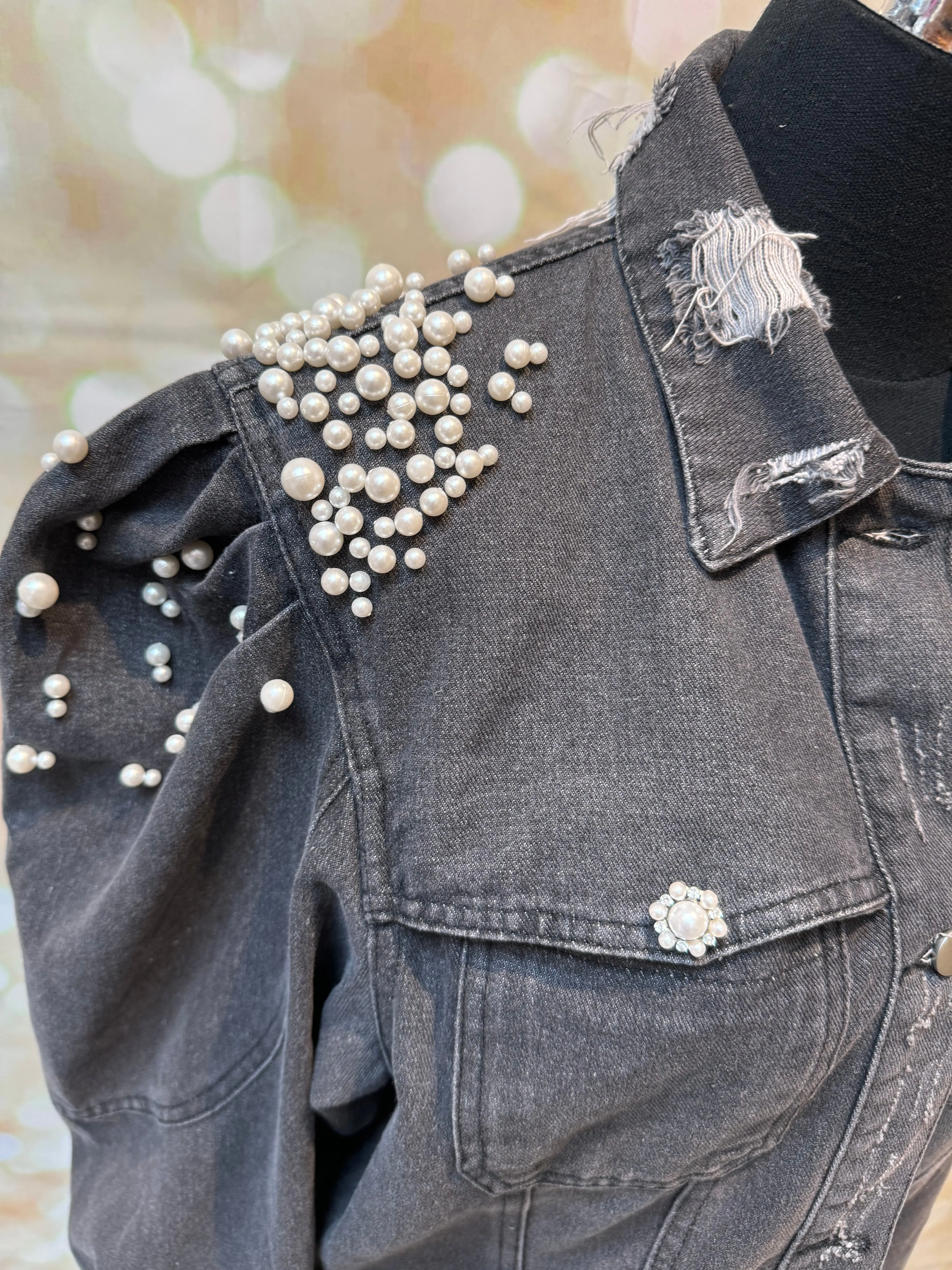 Pearl Embellished Denim Jacket