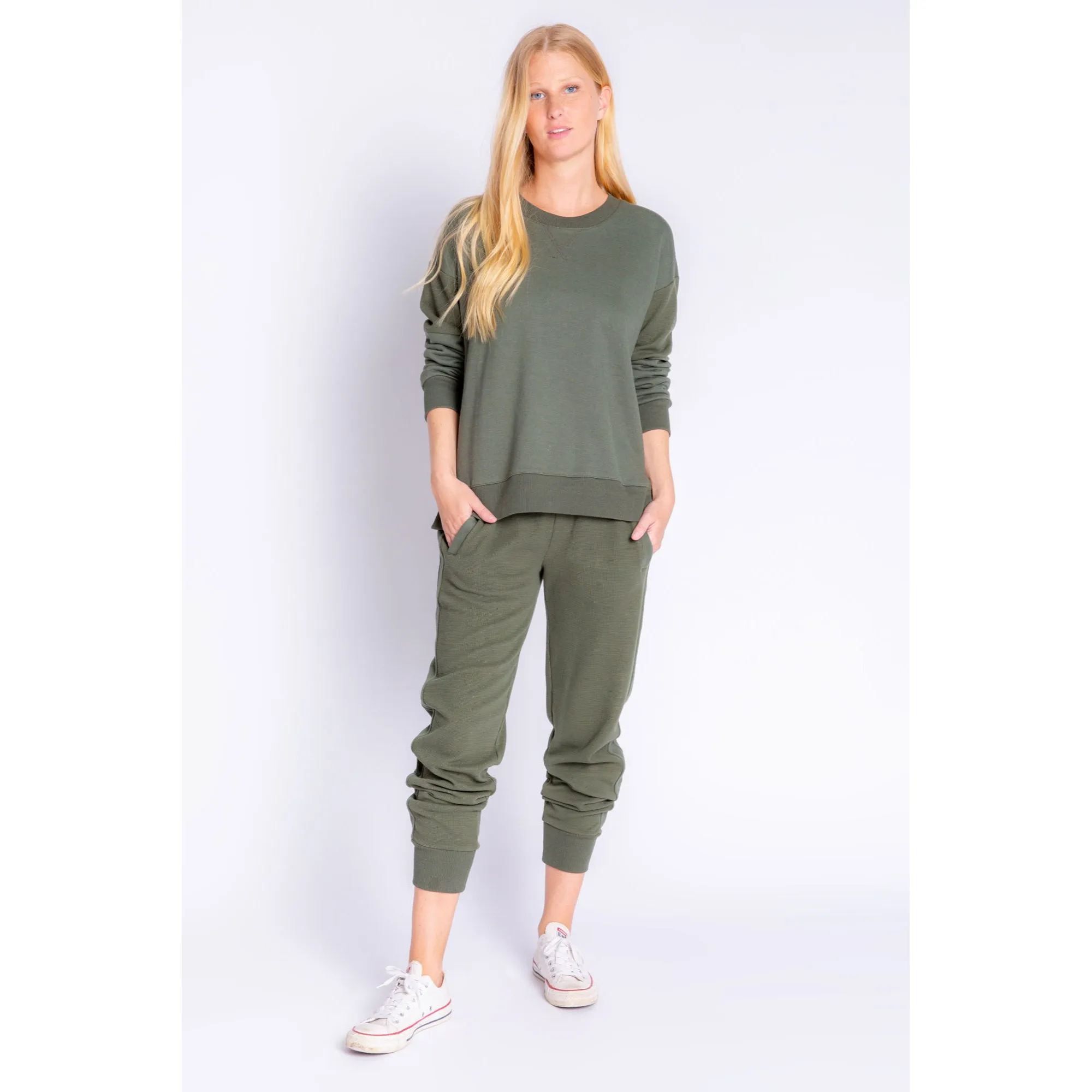 PJ Salvage Women's Midnight Hunter Solid Top - OLIVE