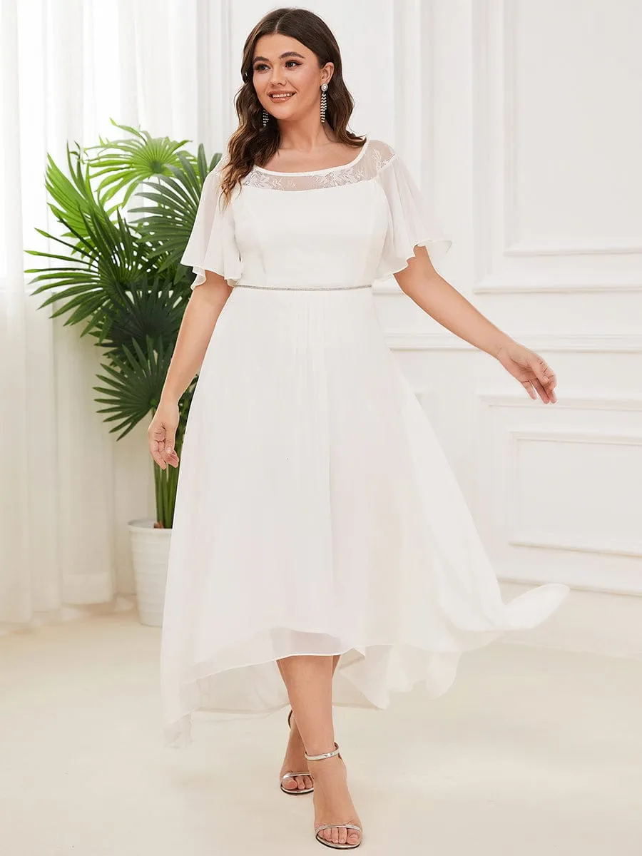 Plus Size Boat Neck Formal Dress with Sleeves