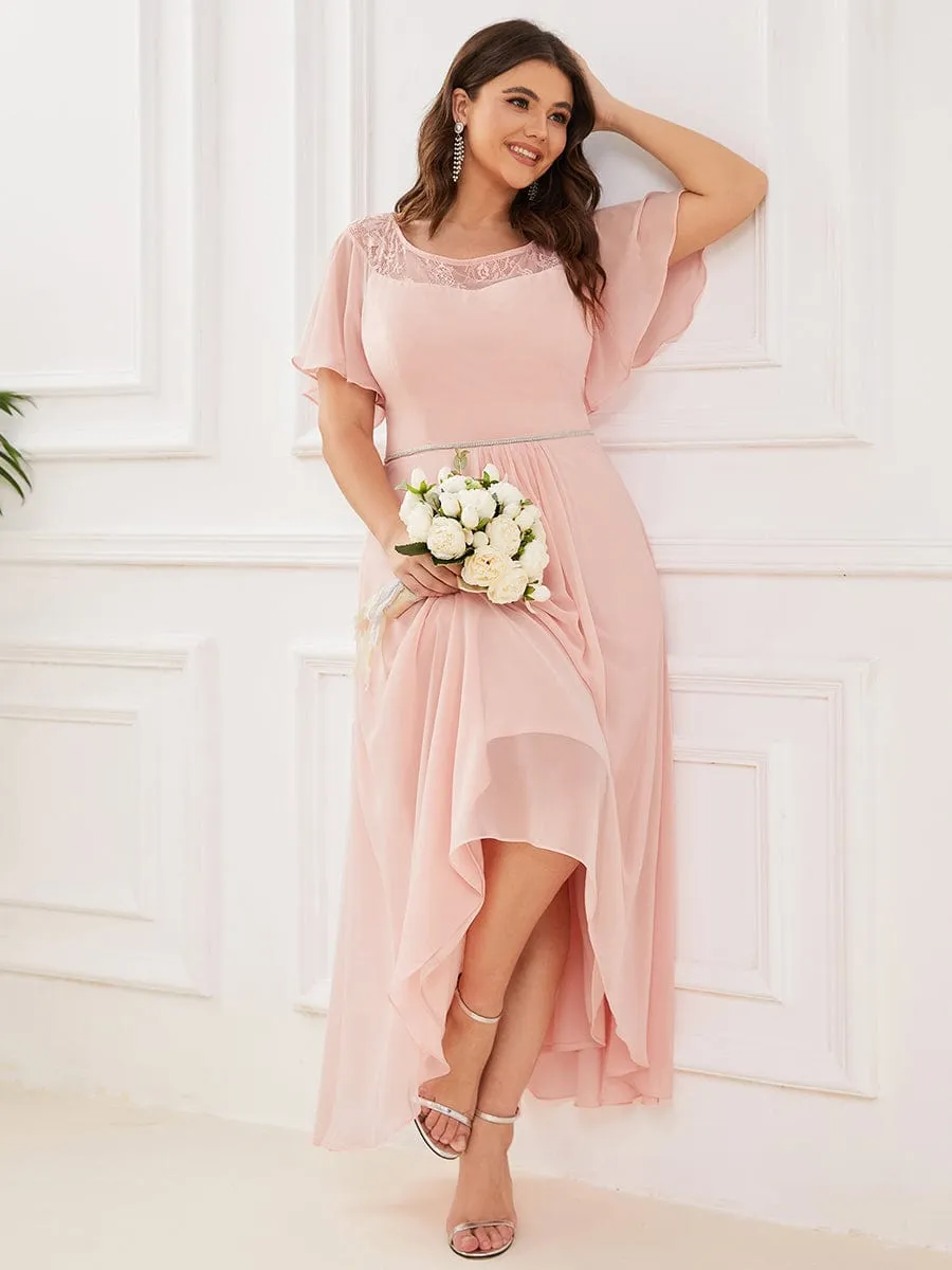 Plus Size Boat Neck Formal Dress with Sleeves