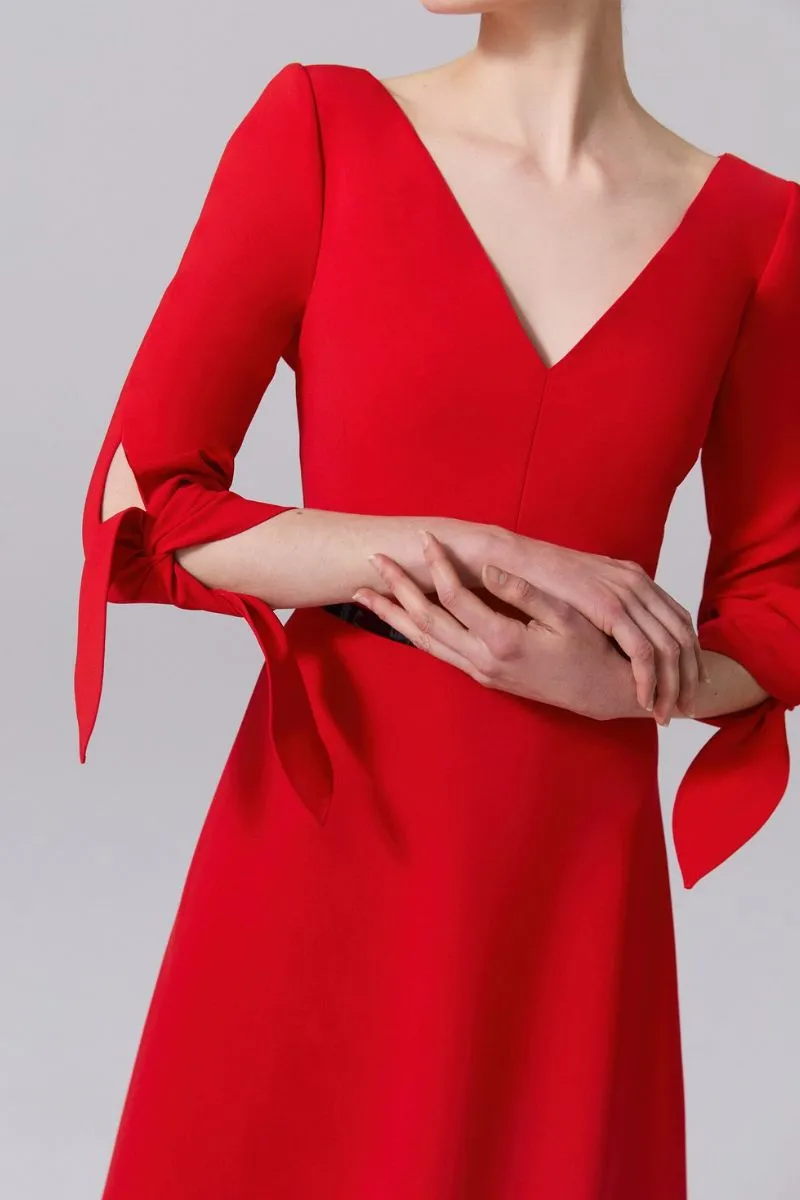 Tie-Sleeve Midi Dress